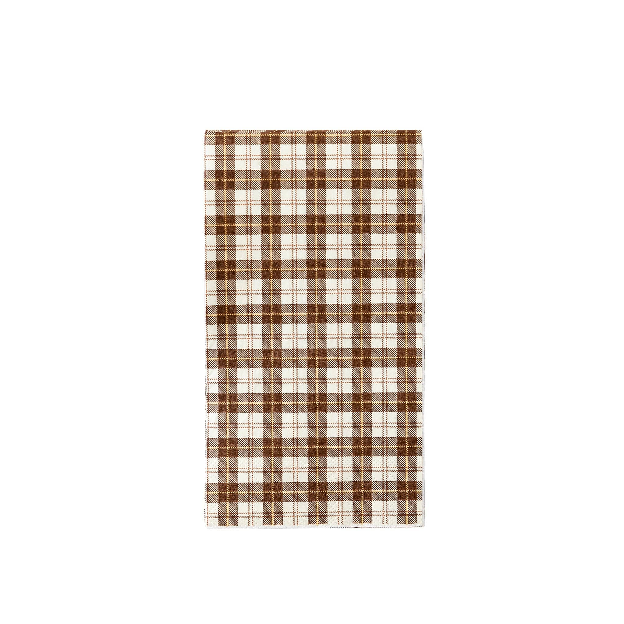 Premium Harvest Brown Plaid Paper Dinner Napkins - Set of 24 Disposable Napkins for Thanksgiving, Christmas & Fall Table Decor - Eco-Friendly Party Supplies for Weddings, BBQs & Family Gatherings