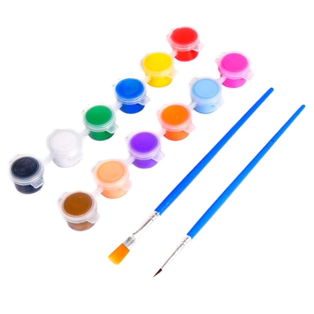Forart 12-Color Acrylic Paint Set with 2 Brushes - Non-Toxic Art Supplies for Kids & Adults - Perfect for Canvas Painting, DIY Crafts, and Paint Parties
