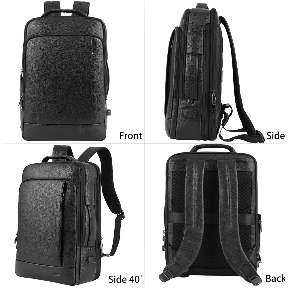 Premium Full Grain Genuine Leather Backpack for Men - 15.6