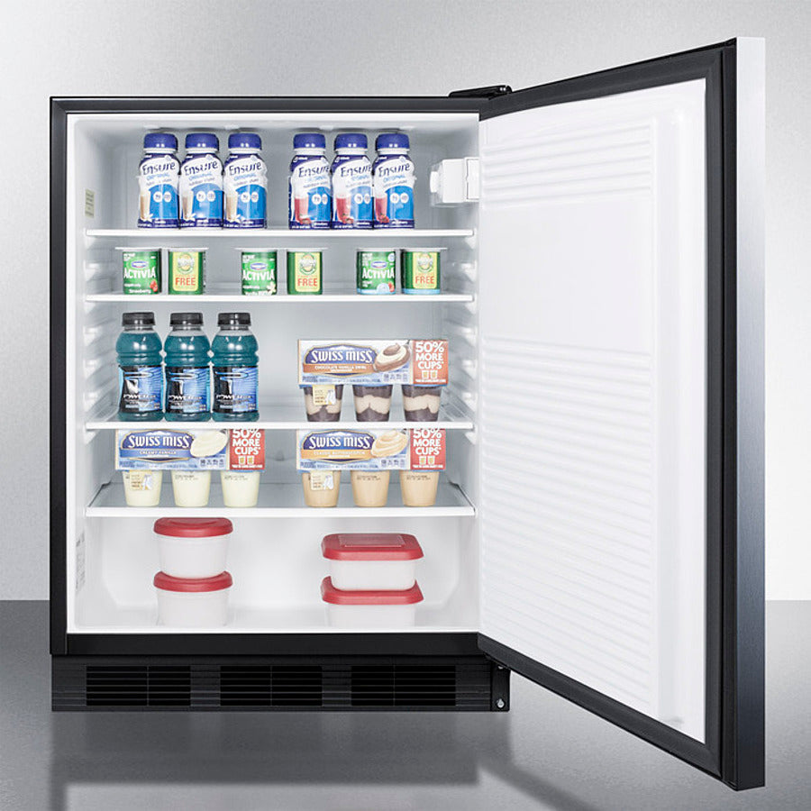 Accucold 24 Inch Wide Built-In All Refrigerator with Horizontal Handle - FF7BKBISSHH | Energy Efficient Under Counter Fridge for Kitchen, Bar, Office & Small Spaces