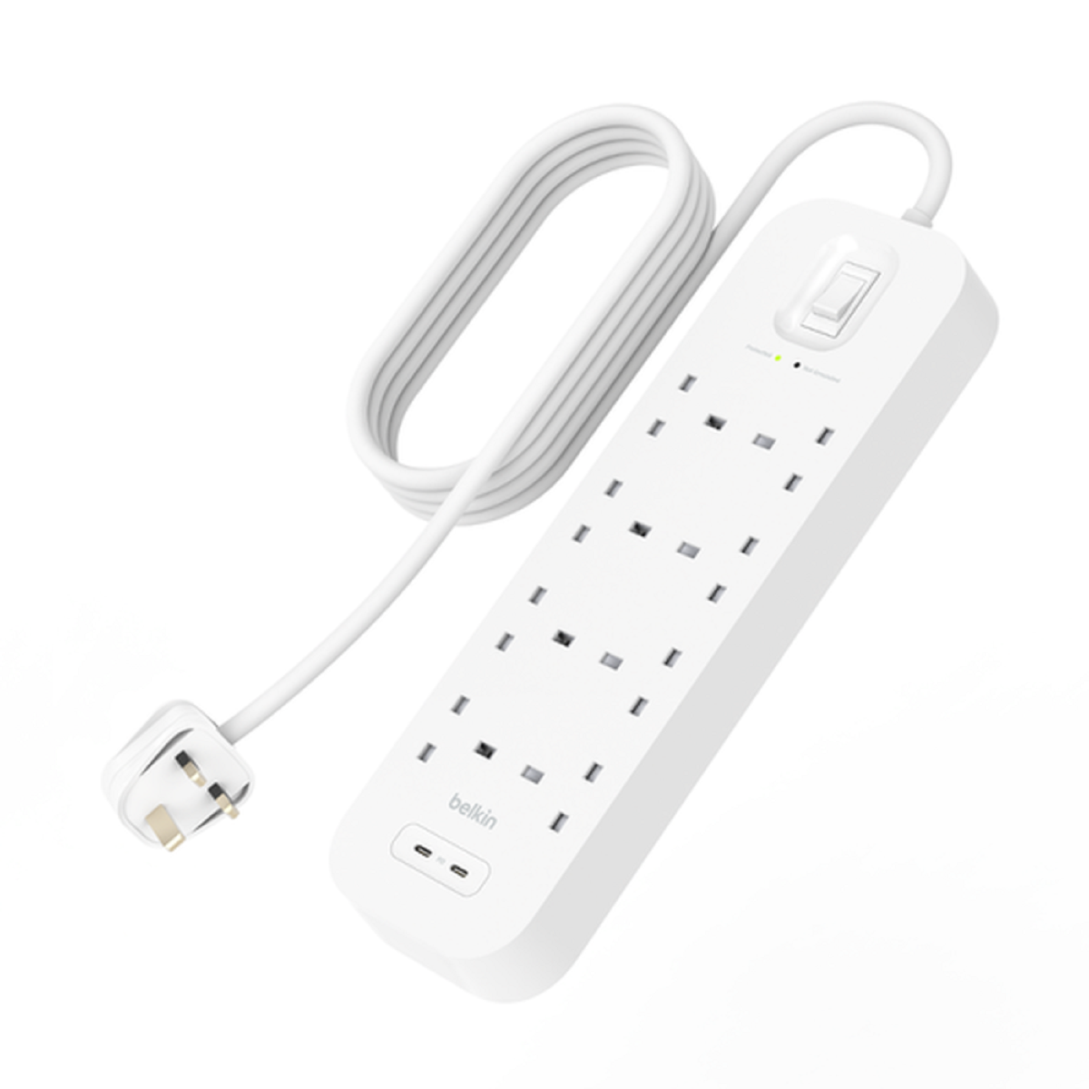 Belkin SRB004AF2M Surge Protector Power Strip with 4 Outlets, 2 USB Ports & 6-Foot Extension Cord - Perfect for Home Office, Gaming Setup & Entertainment Center