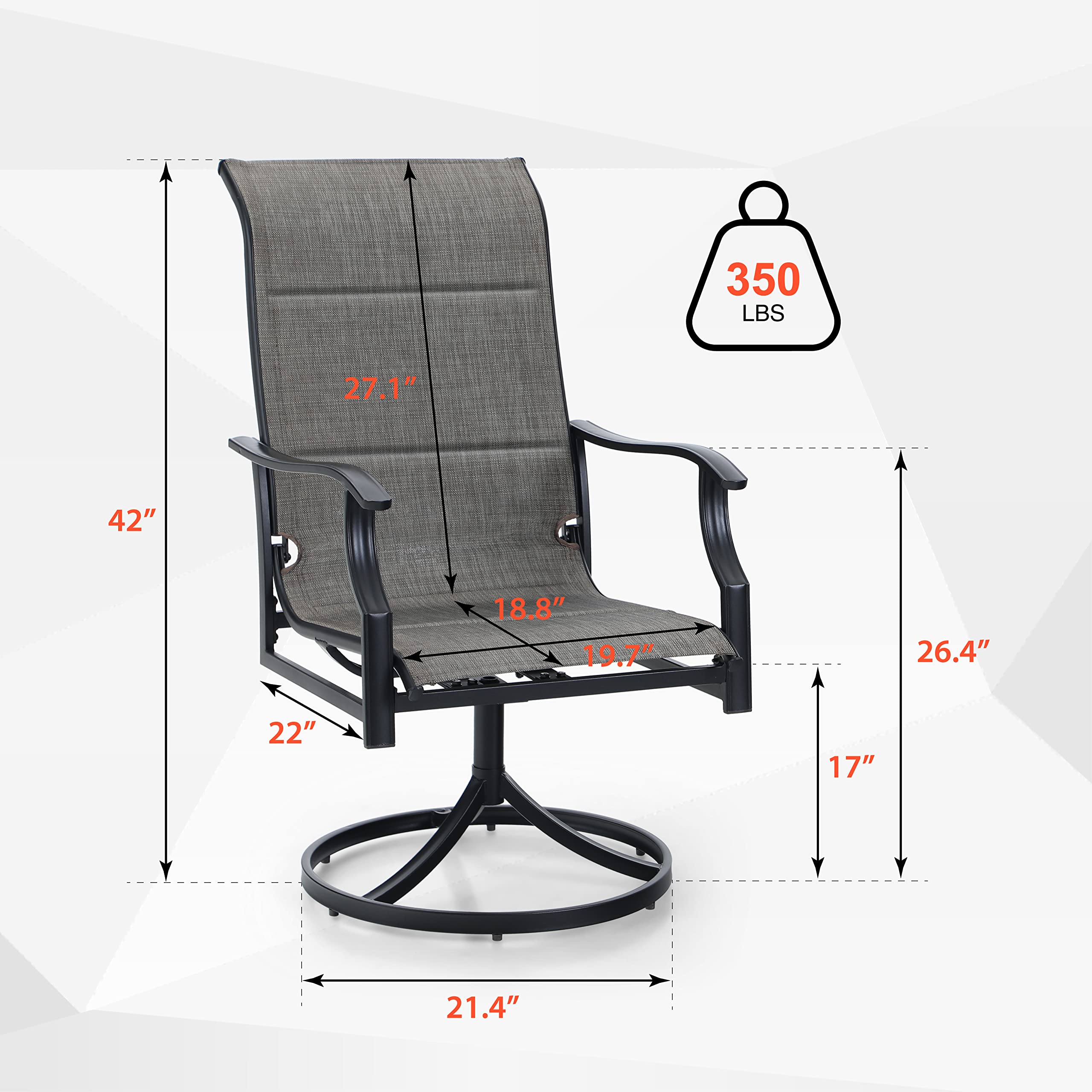 2 Pack Outdoor Swivel Patio Chairs - High Back Textilene Mesh Dining Chairs Set for Deck, Lawn, Garden - Perfect for Backyard Relaxation & Outdoor Entertaining