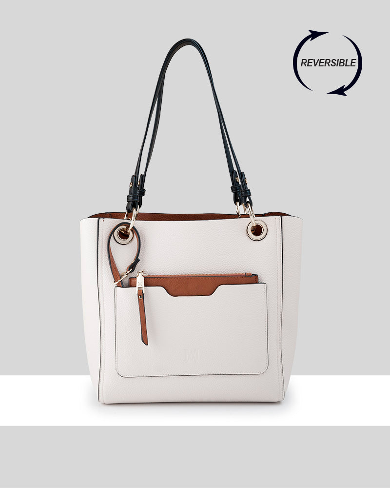 4 in 1 Reversible Tote Bag, Crossbody Purse & Zippered Wallet - Stylish Convertible Handbag for Women, Work, Travel & Everyday Use