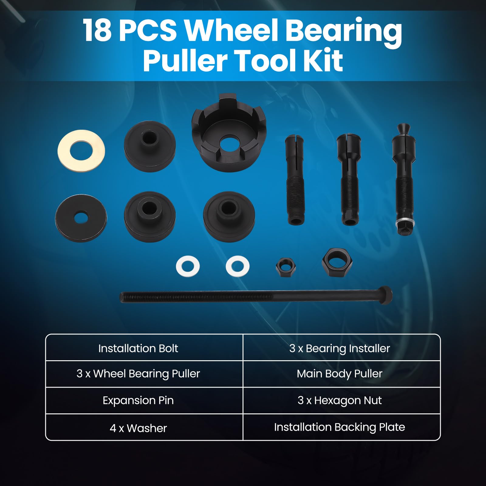 maXpeedingrods 18-Piece Motorcycle Wheel Bearing Puller Tool Kit for Harley Davidson 2000+ & VT102 - Fits 0.75