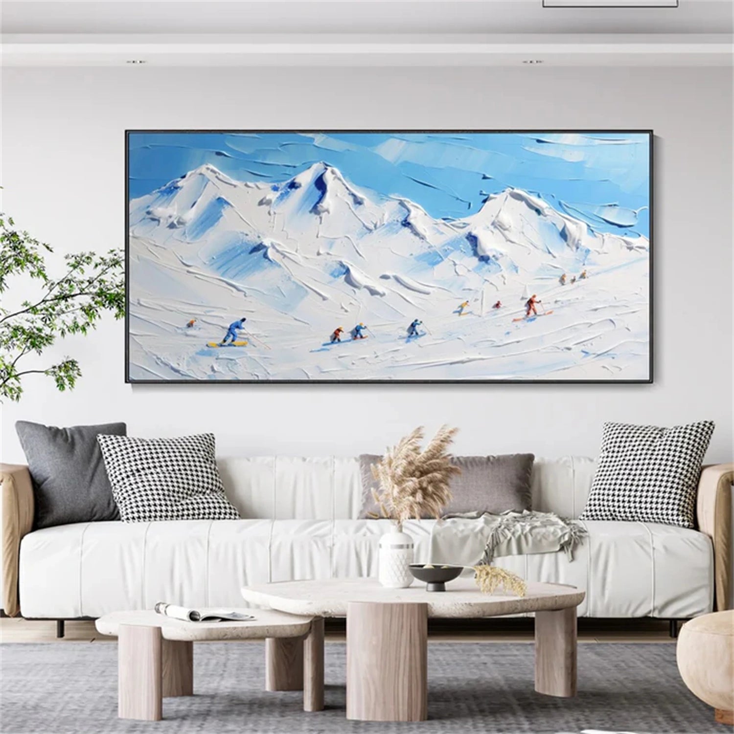 SP041 Textured Canvas Art Print - Skiing Sport Painting for Wall Decor, Perfect for Living Room, Bedroom & Office