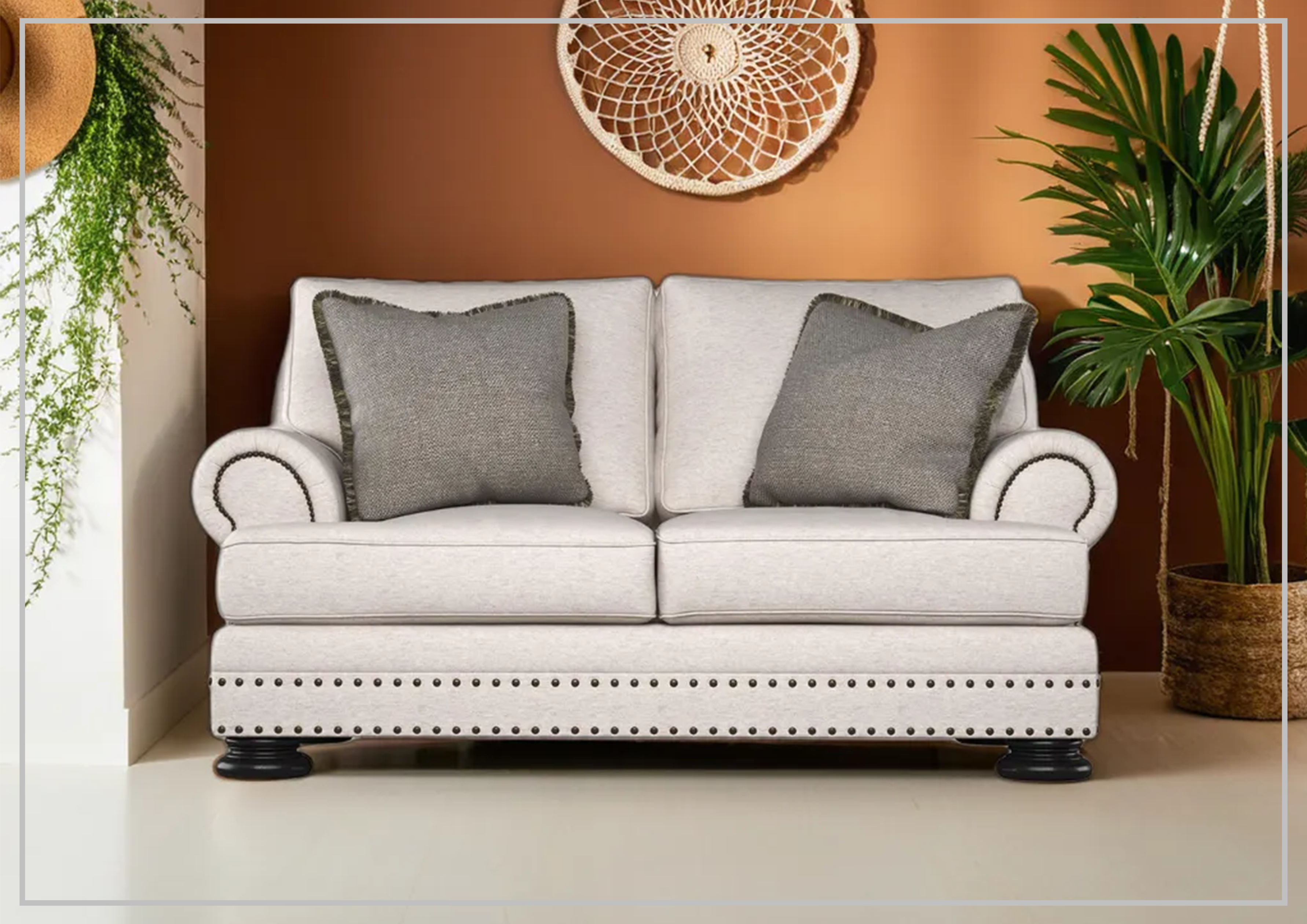 Bernhardt Foster Fabric Loveseat with Rolled Arms - Comfortable Small Sofa for Living Room, Bedroom, or Office Space