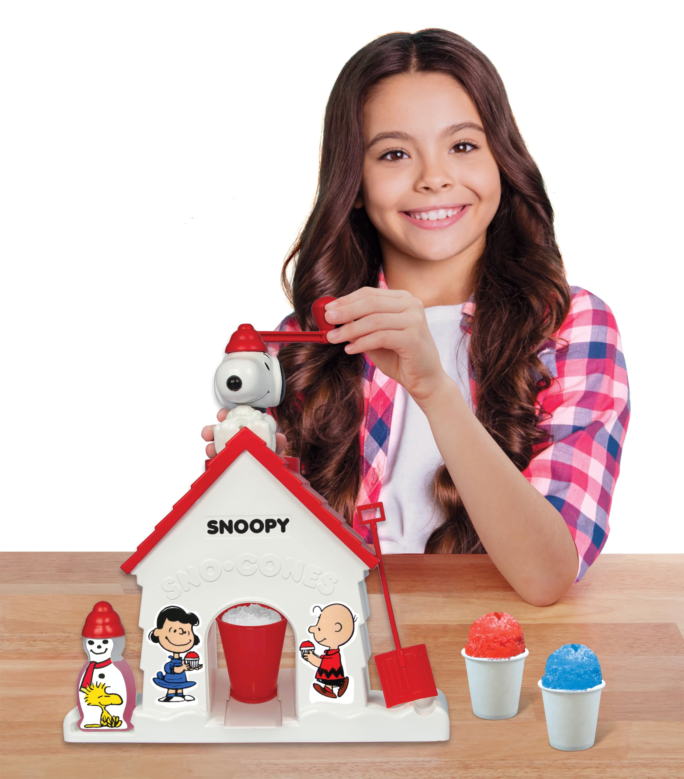 **Snoopy Snow Cone Maker Machine - Shaved Ice Maker with Fruit Punch Flavor Packets - Fun Snoopy House Design - Perfect for Kids Parties, Summer Treats & Family Gatherings - Ages 6+ (White)**