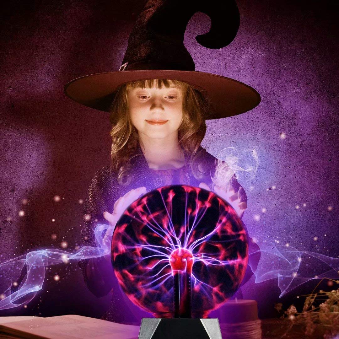 Hooyi 6 Inch Magic Plasma Ball Touch & Sound Sensitive - Lightning Globe Lamp with Nebula Effect, Science Desk Decor, Cool Night Light for Bedroom, Office, Party & STEM Gifts