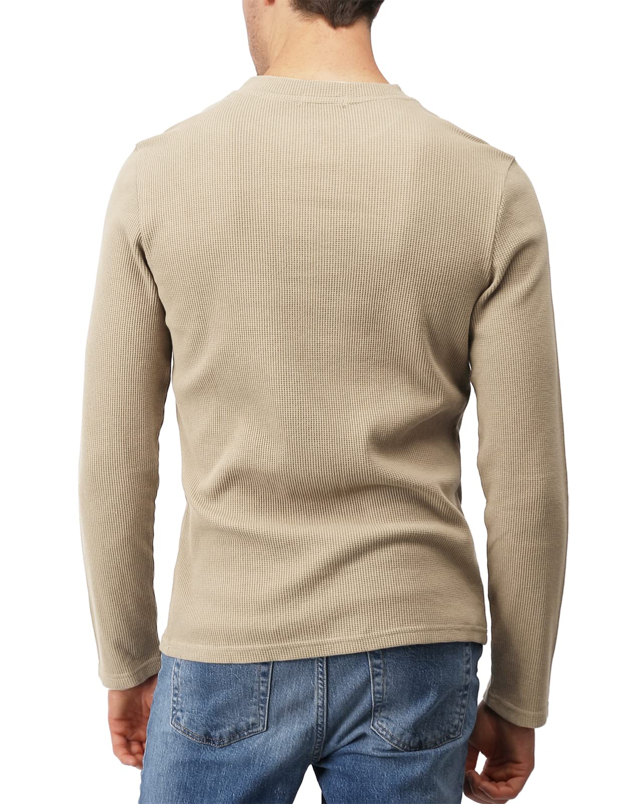 H2H Men's Casual Slim Fit Henley Cotton Shirt Long Sleeve Lightweight Waffle Fabric for Everyday Wear, Work & Outdoor Activities