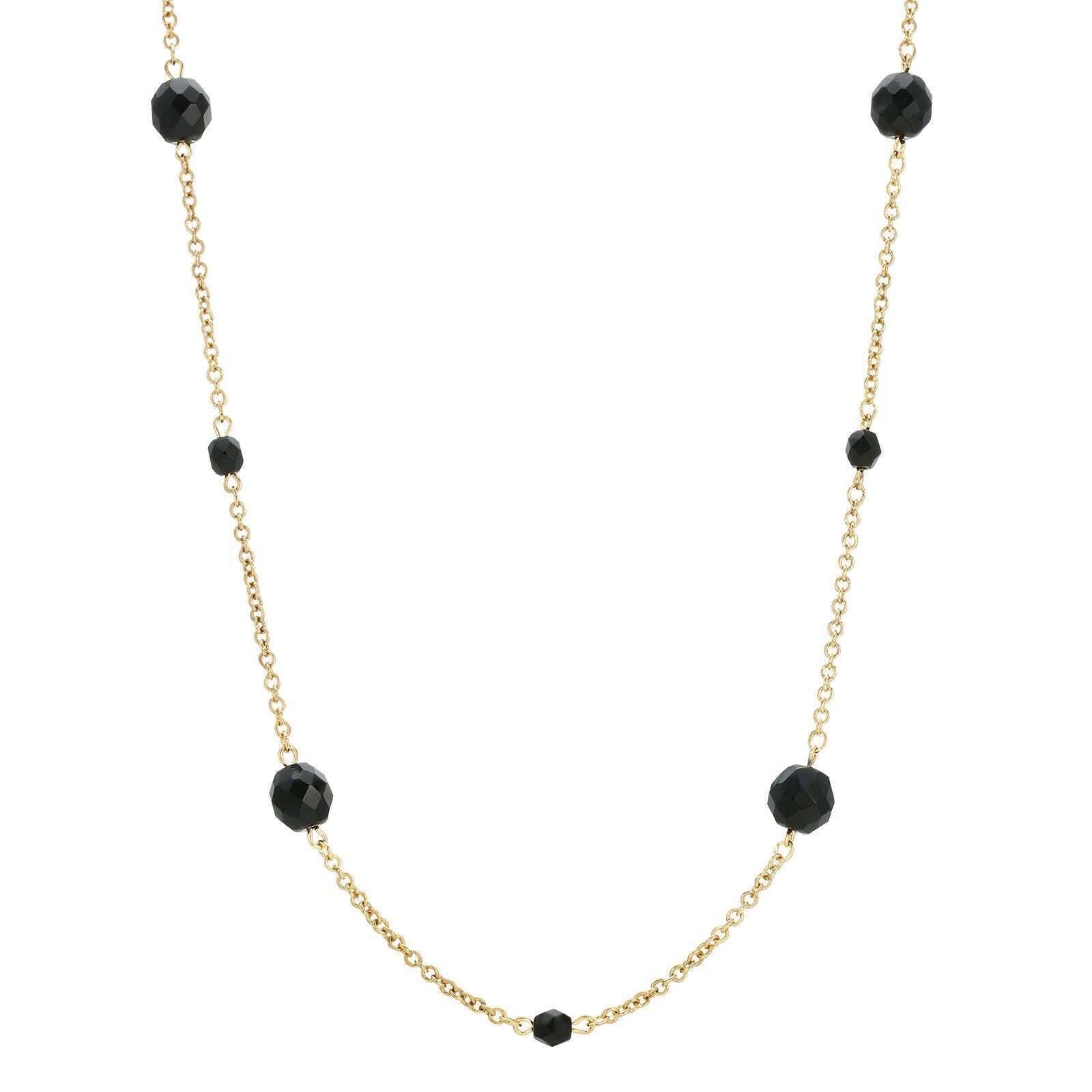 1928 Jewelry Minuit Black Glass Beaded Link Necklace - 17 Inch Vintage Style Statement Piece for Evening Wear & Special Occasions