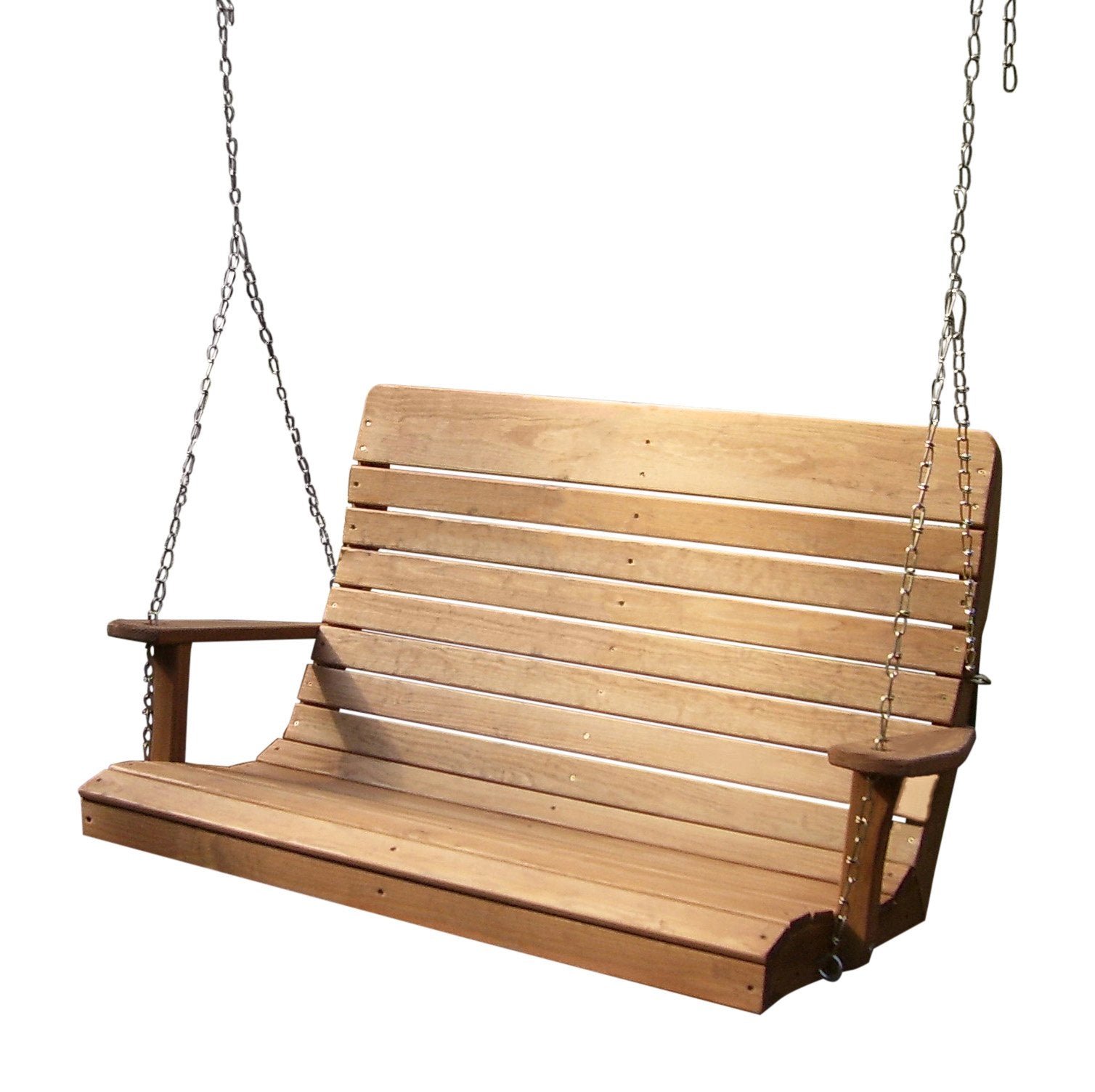 A & L Furniture Pressure Treated Pine Highback Porch Swing - Outdoor Patio Garden Bench for Relaxing in Backyard, Deck or Porch