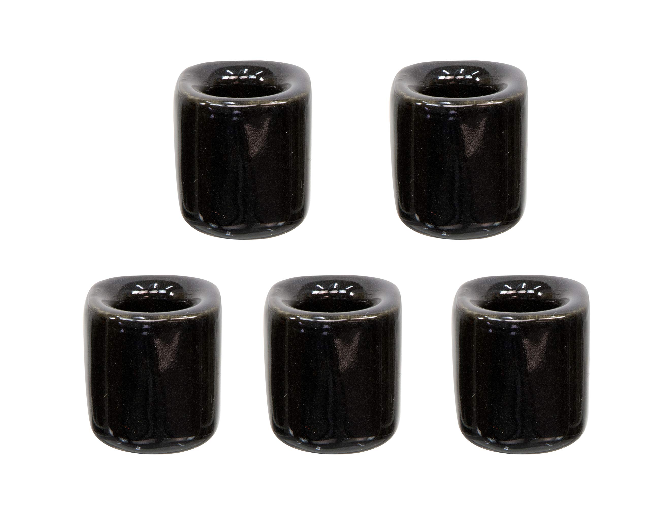 Clarity & Muse 5-Piece Black Ceramic Wind Chime Candle Holder Set for Home Decor, Meditation & Outdoor Garden Ambiance