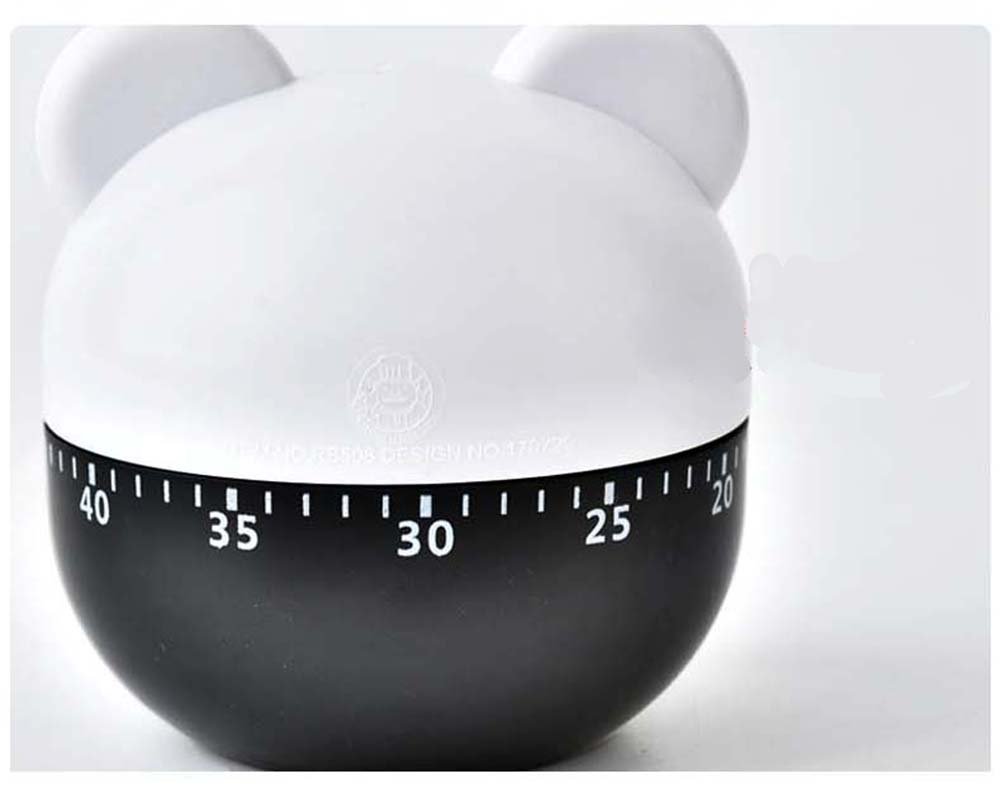 Mini Mechanical Kitchen Timer - 60 Minute Countdown with Loud Alarm, Cartoon Panda Design, Manual Wind-Up Cooking Timer for Baking, Boiling, and Kitchen Tasks (Black)