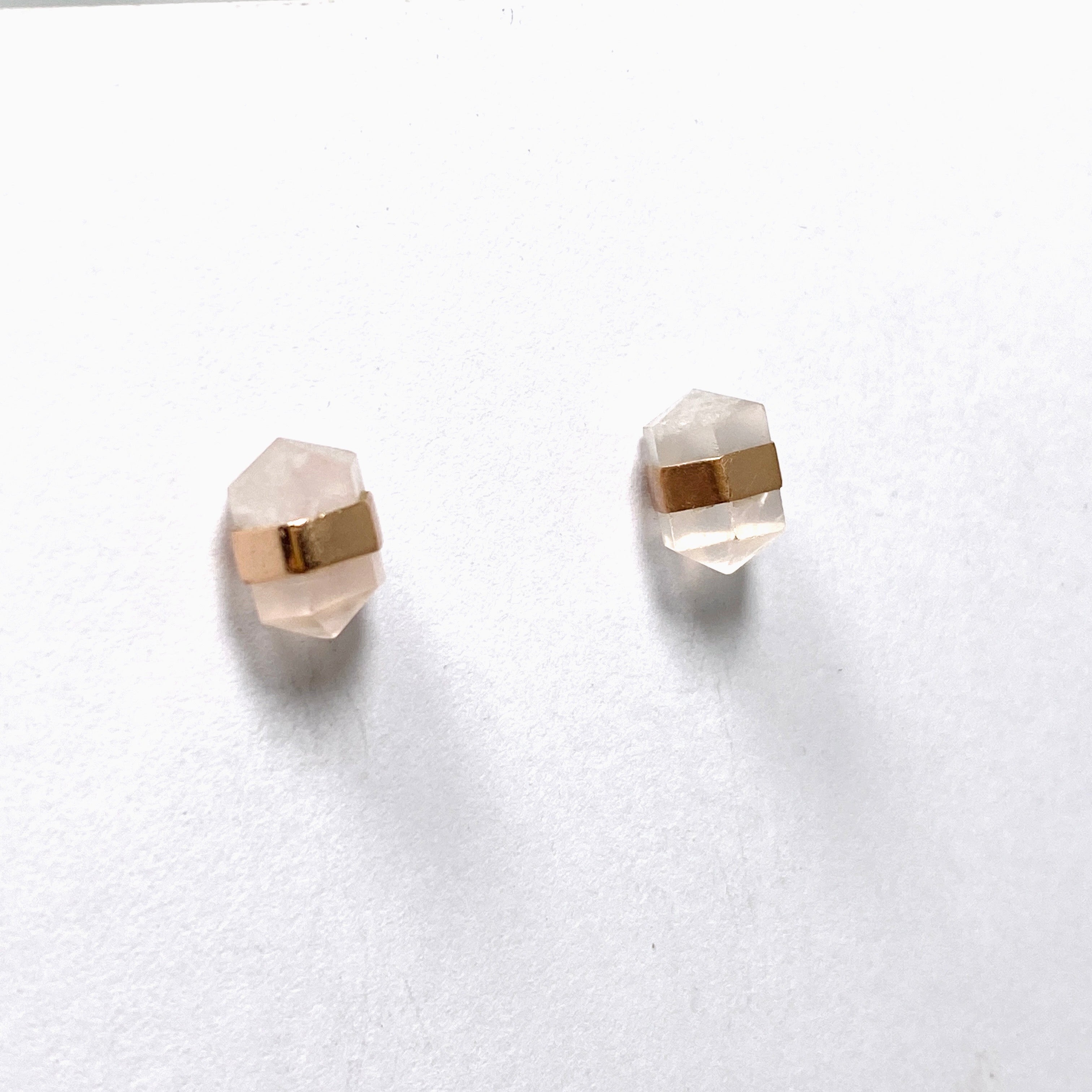 Rose Gold Plated Rose Quartz Stud Earrings for Women - Hypoallergenic, Dainty & Elegant Jewelry Gift for Valentine's Day, Anniversary or Everyday Wear