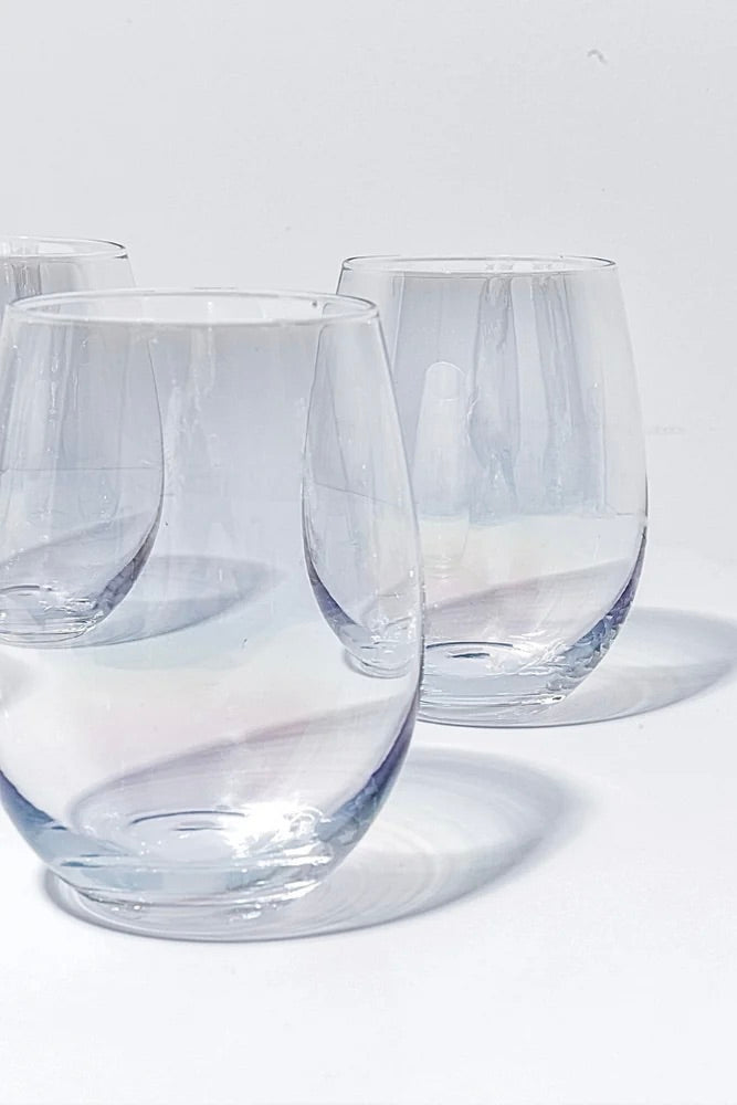 Iridescent Stemless Wine Glass Set - Shatterproof & Elegant for Indoor/Outdoor Parties, Weddings, and Home Decor