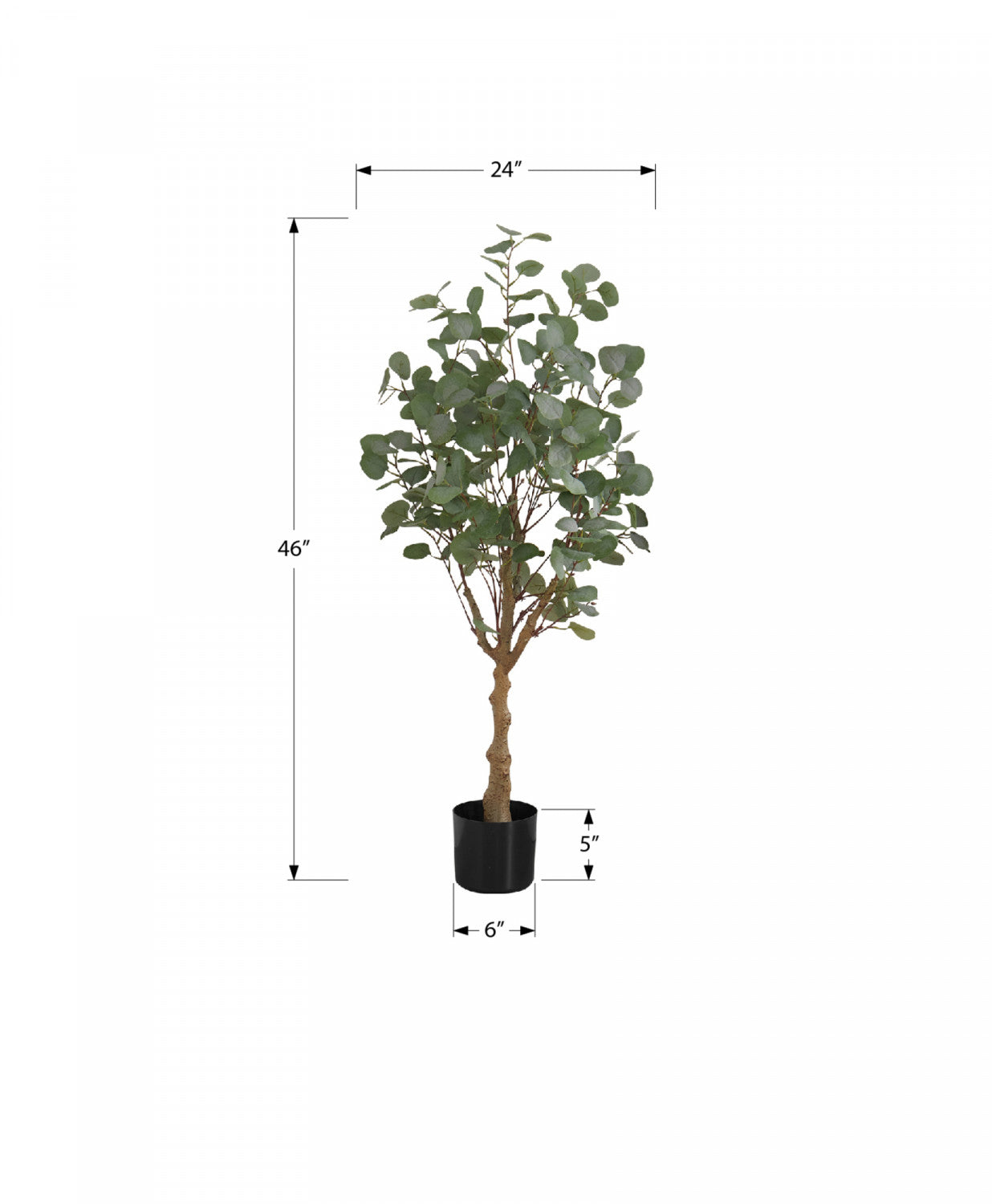 46 Inch Artificial Eucalyptus Tree in Black Pot - Realistic Fake Potted Plant for Home Office Decor Indoor Outdoor Use