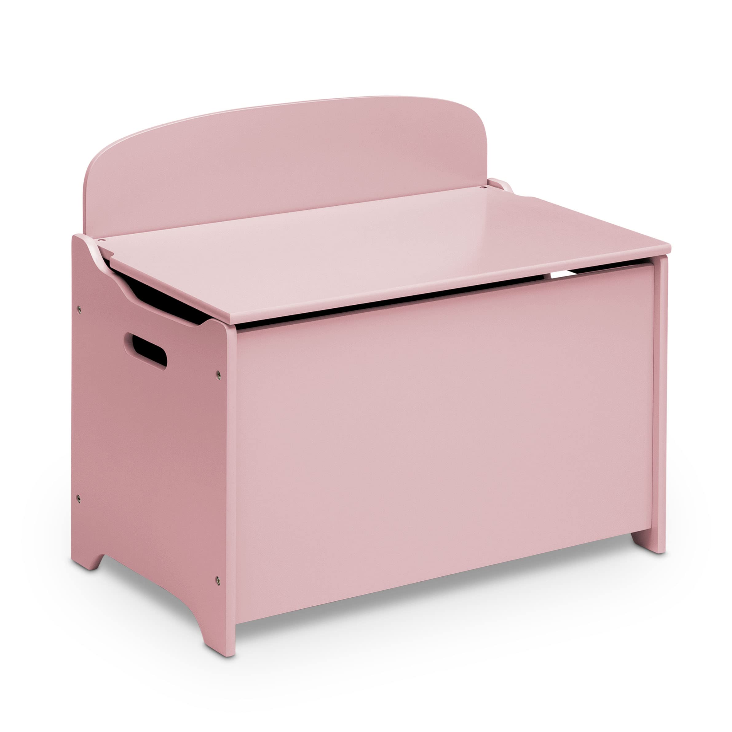 Delta Children MySize Deluxe Toy Storage Box with Lid - Dusty Rose Pink | Organize Kids' Room, Nursery, Playroom Toys & Books | Durable Wooden Toy Chest for Boys & Girls