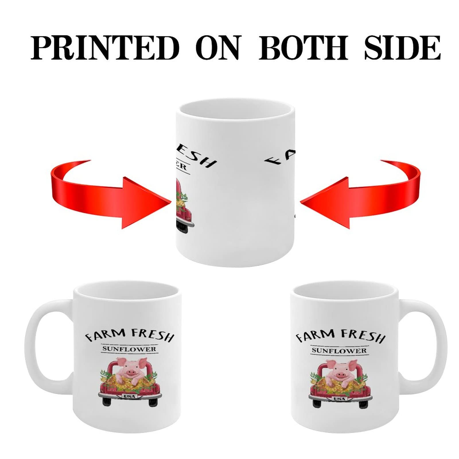 11oz White Ceramic Coffee Mug with Truck, Farm Animals & Flowers Design - Motivational & Inspirational Gift for Women - Perfect for Birthday, Office, or Home Use - Glossy Finish & Durable