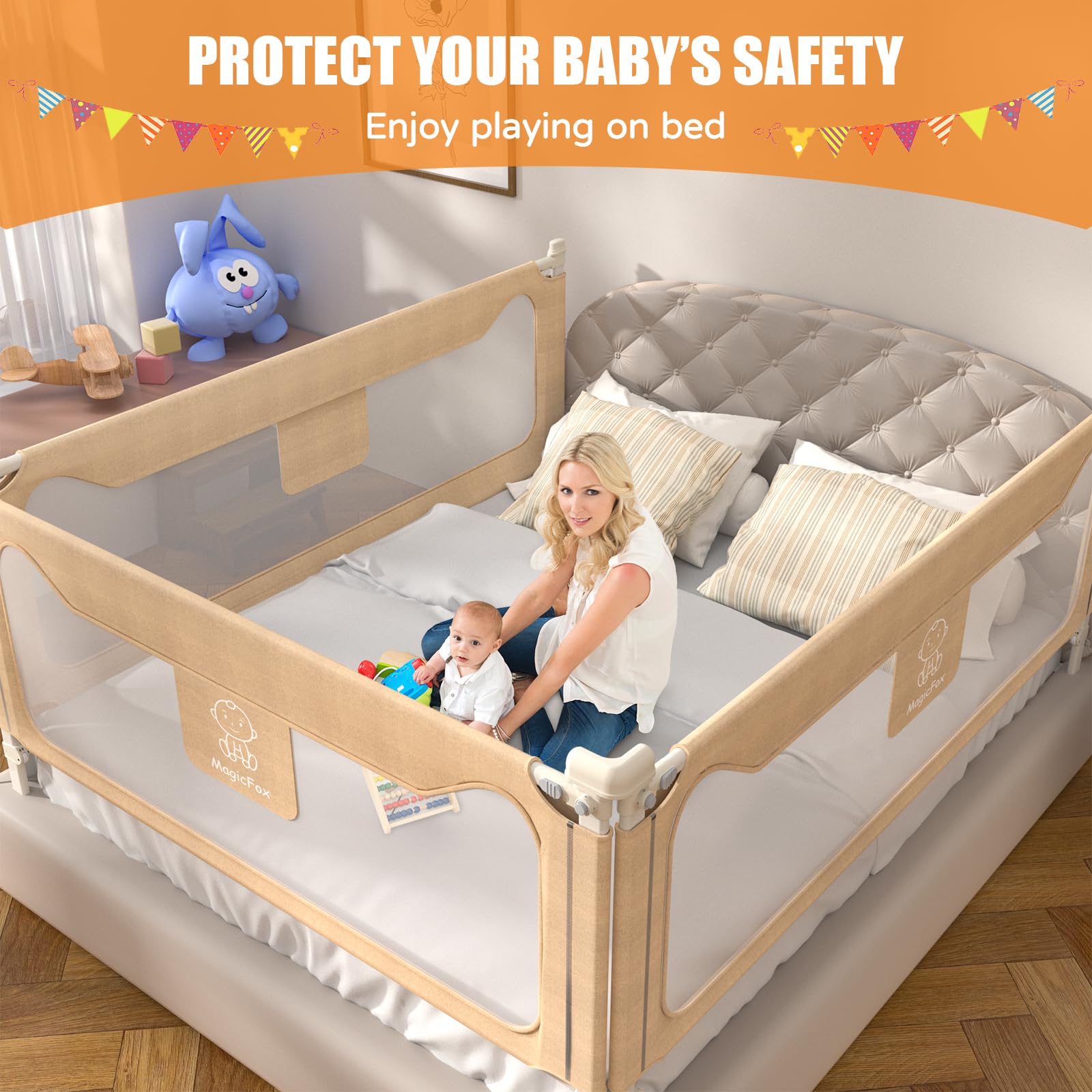 Extra Tall Toddler Bed Rails - Safety Bed Guard for Twin, Full, Queen & King Size Beds (78.74