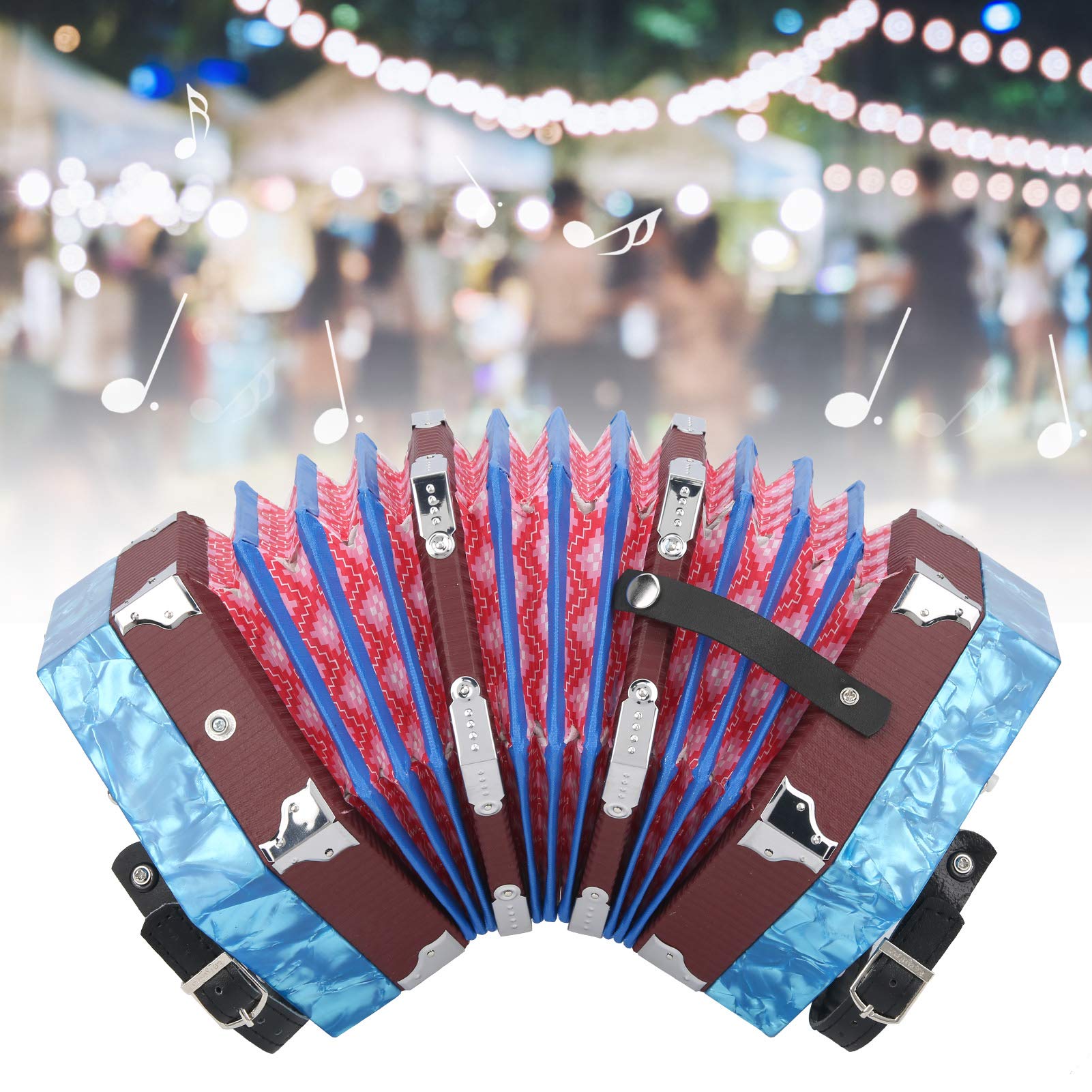 Professional Sky Blue Concertina Accordion - Portable Hand Piano for Adults, Students & Beginners | Perfect for Performances, Practice & Music Lessons