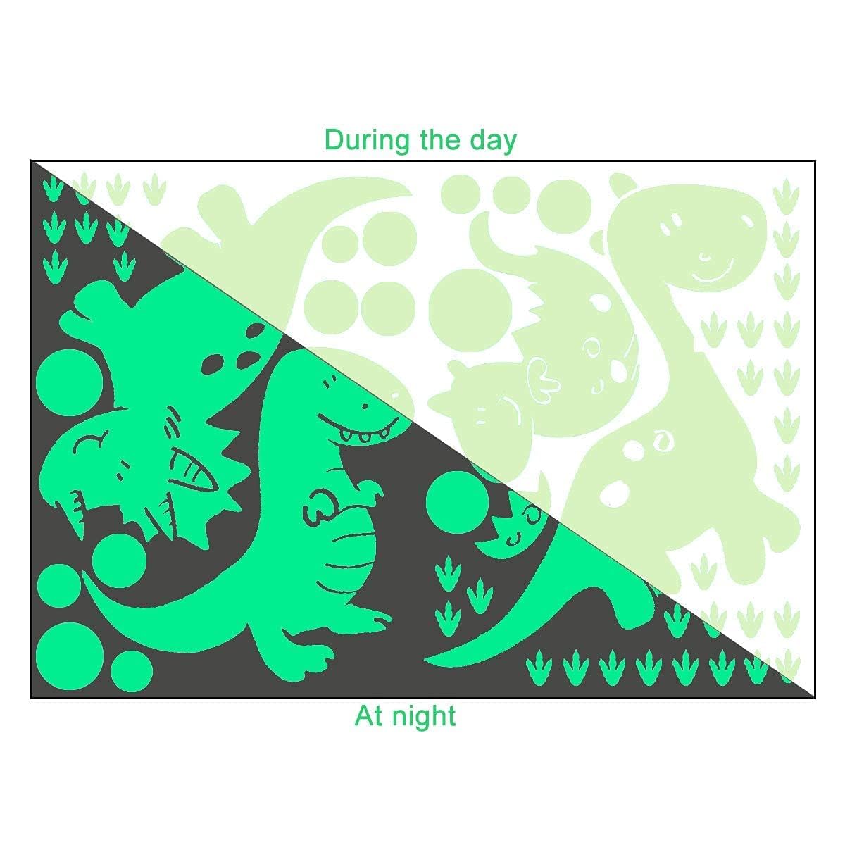 Glow in The Dark Dinosaur Stickers - 2 Pack Kids Room Decor, Wall Decals for Boys Bedroom & Living Room - Perfect for Nighttime Fun and Themed Party Decorations