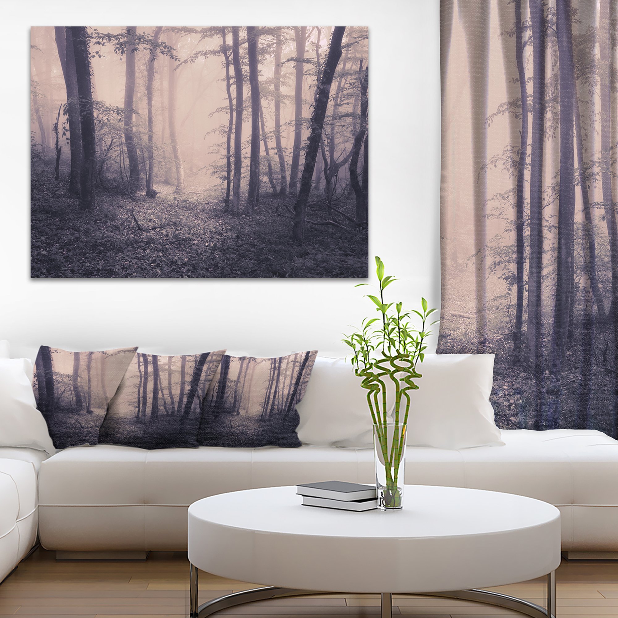 Spring Forest in Fog Landscape Photo Canvas Art Print - Nature Wall Decor for Living Room, Bedroom & Office - Perfect for Home & Office Decor