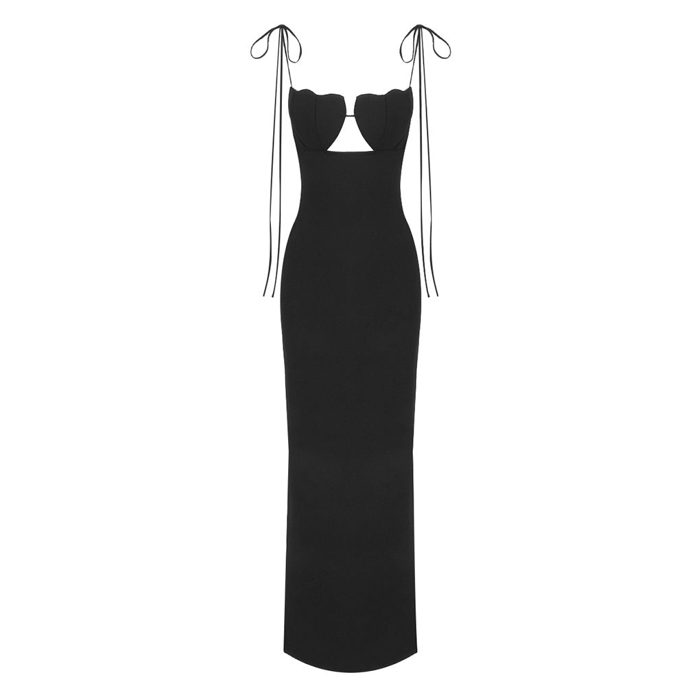 LOVEVOP 2023 Winter Women's Sexy Bandage Dress with Shell Breast Cup & Suspender - Long Style Fashionable Bodycon Dress for Night Out, Club Party & Special Occasions