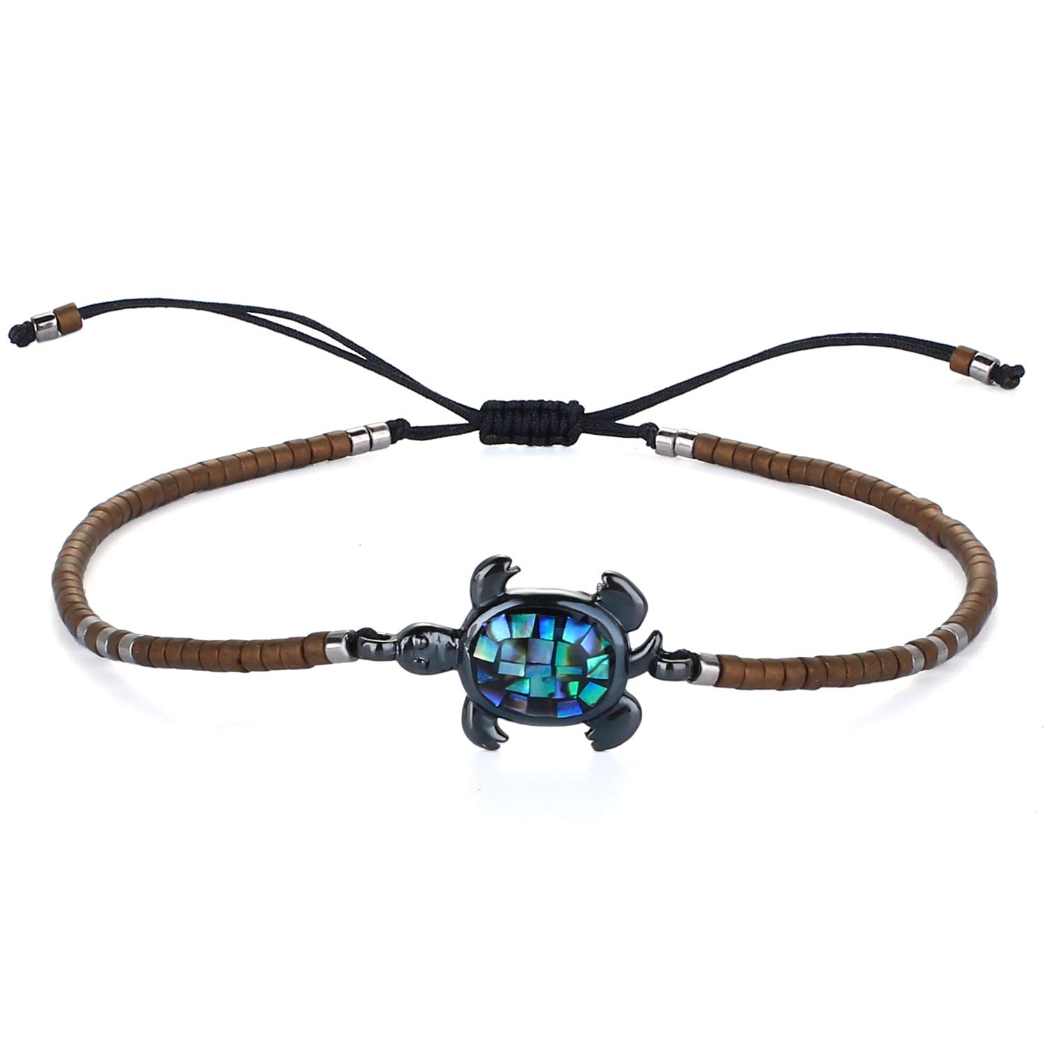 KELITCH Crystal Turtle Charm Bracelet - Miyuki Beaded Thin Strand Friendship Bracelet for Women - Adjustable Multi Color Handmade Jewelry - Perfect for Gifts, Boho Style & Everyday Wear