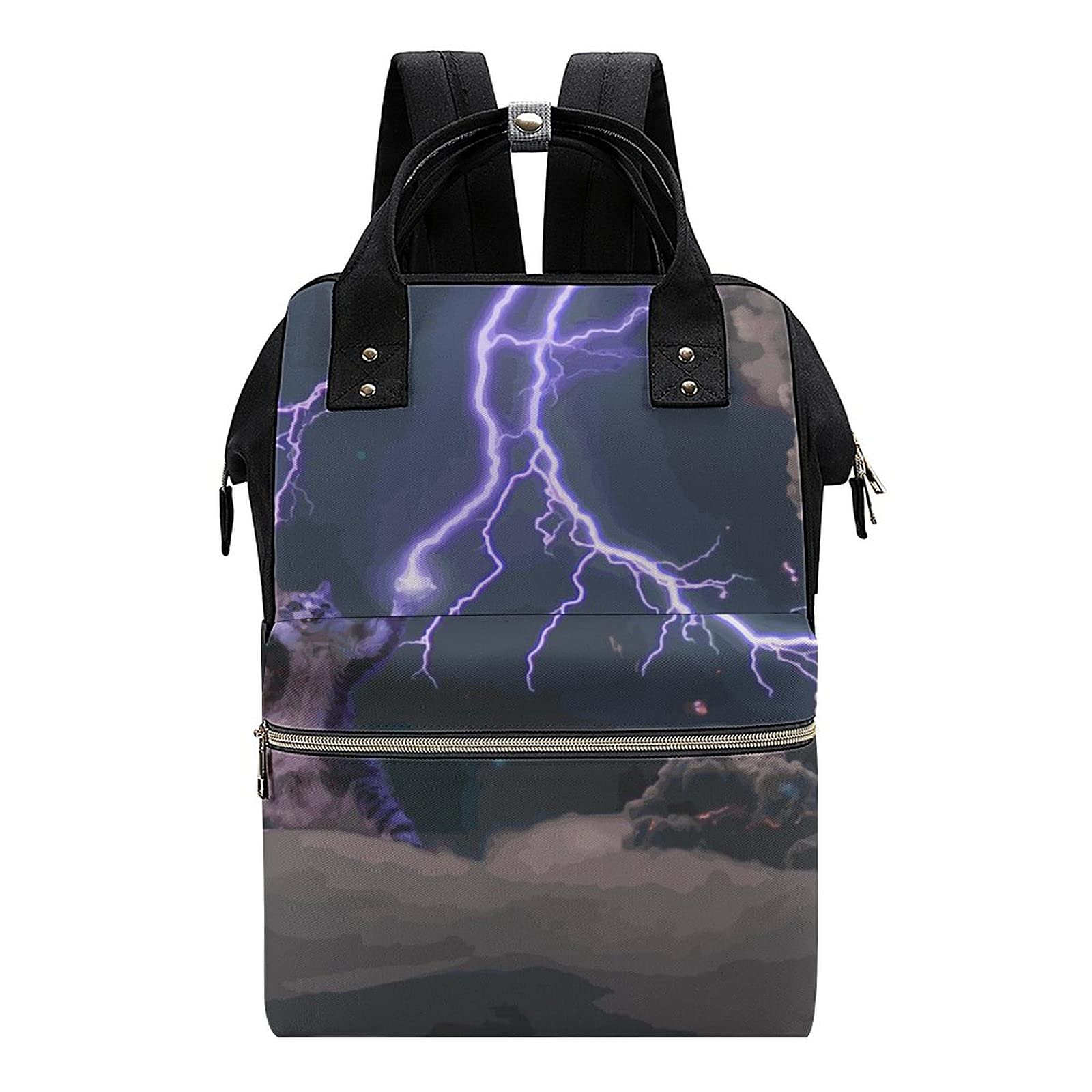 Lightning Print Women's Laptop Backpack - Waterproof Travel Nurse Shoulder Bag, Casual Mommy Daypack for Work, School & Outdoor Adventures