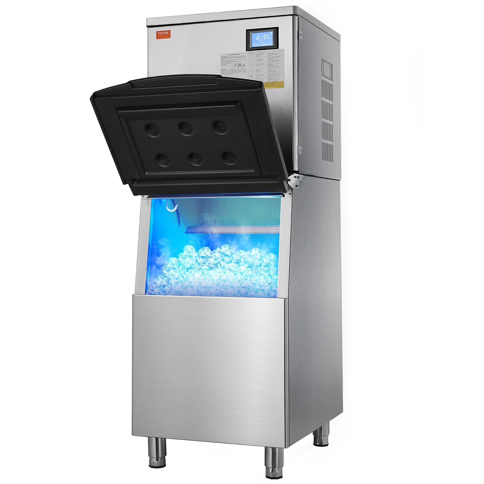VEVOR Commercial Ice Maker Machine 450LBS/24H with 300LBS Storage Bin, 1000W Self-Cleaning Ice Machine with 3.5