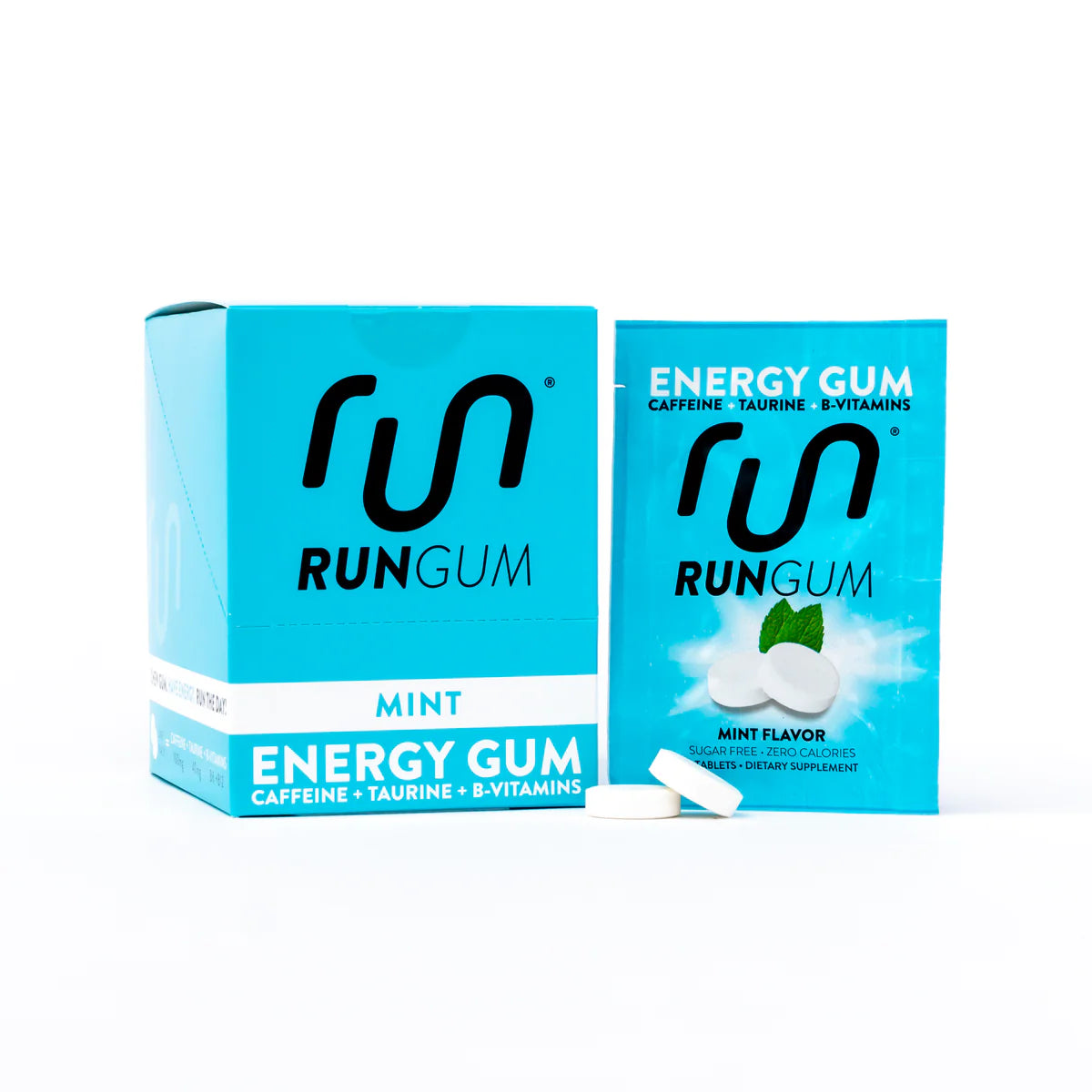 Run Gum Energy Gum Original - Caffeine Chewing Gum for Focus & Alertness (2 Pieces, Single Pack) - Perfect for Workouts, Studying & Long Drives