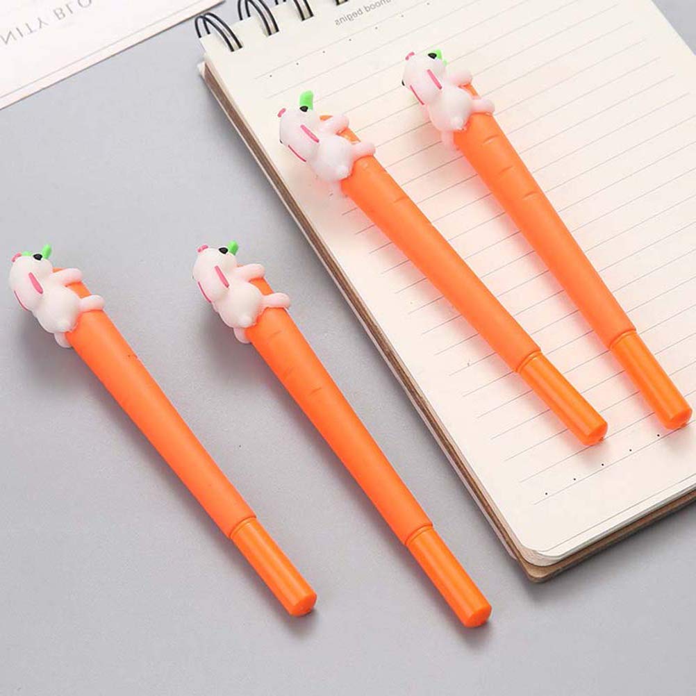 BinaryABC Carrot Bunny Rabbit Gel Ink Pens - 5Pcs Set, Cute Easter Gifts & Party Decorations for Kids, Office, School Supplies, and Spring Festival Celebrations