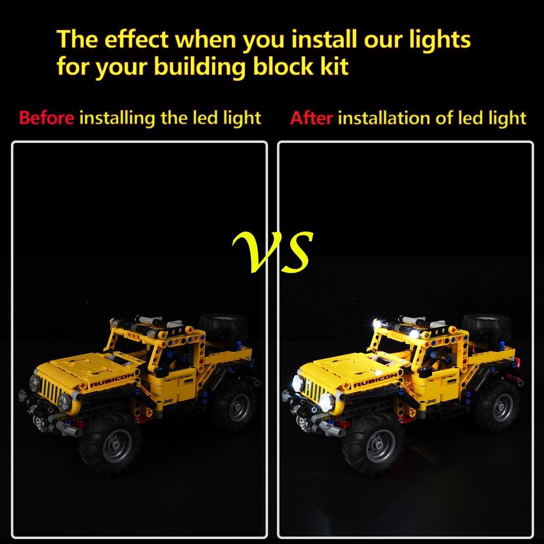 Kyglaring LED Light Kit for Technic Jeep Wrangler Lego 42122 Building Blocks Model - Classic Version (Not Included Model) - Perfect for DIY Lego Car Lighting Projects and Nighttime Displays