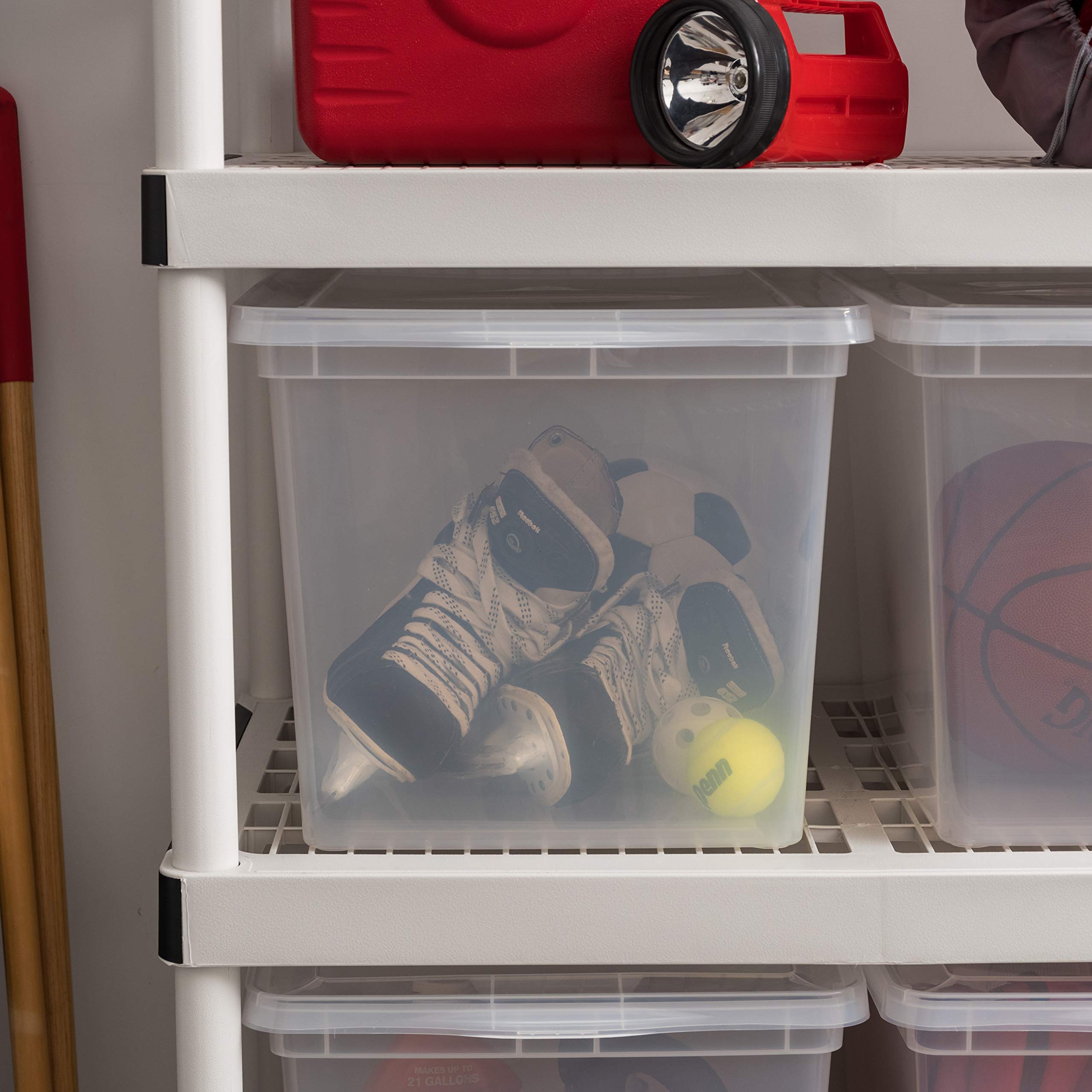 IRIS USA 68 Qt Clear Plastic Storage Bins with Lids - 6 Pack Stackable BPA-Free Organizing Containers for Closet, Clothes, Blankets, Towels | Perfect for Home Organization, Bedroom Storage & Seasonal Items