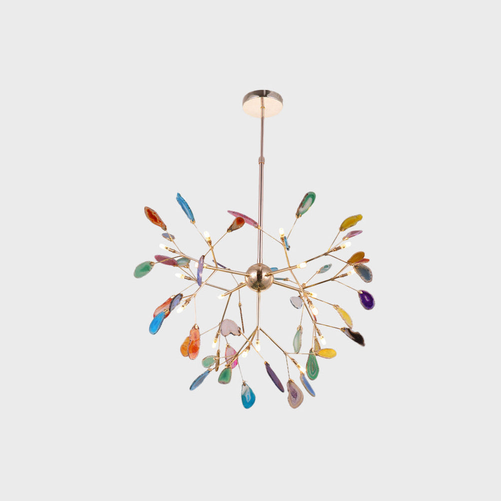 Agate Flake Chandelier - Elegant Natural Stone Crystal Ceiling Light Fixture for Dining Room, Living Room, Bedroom Decor | Modern Luxury Home Lighting