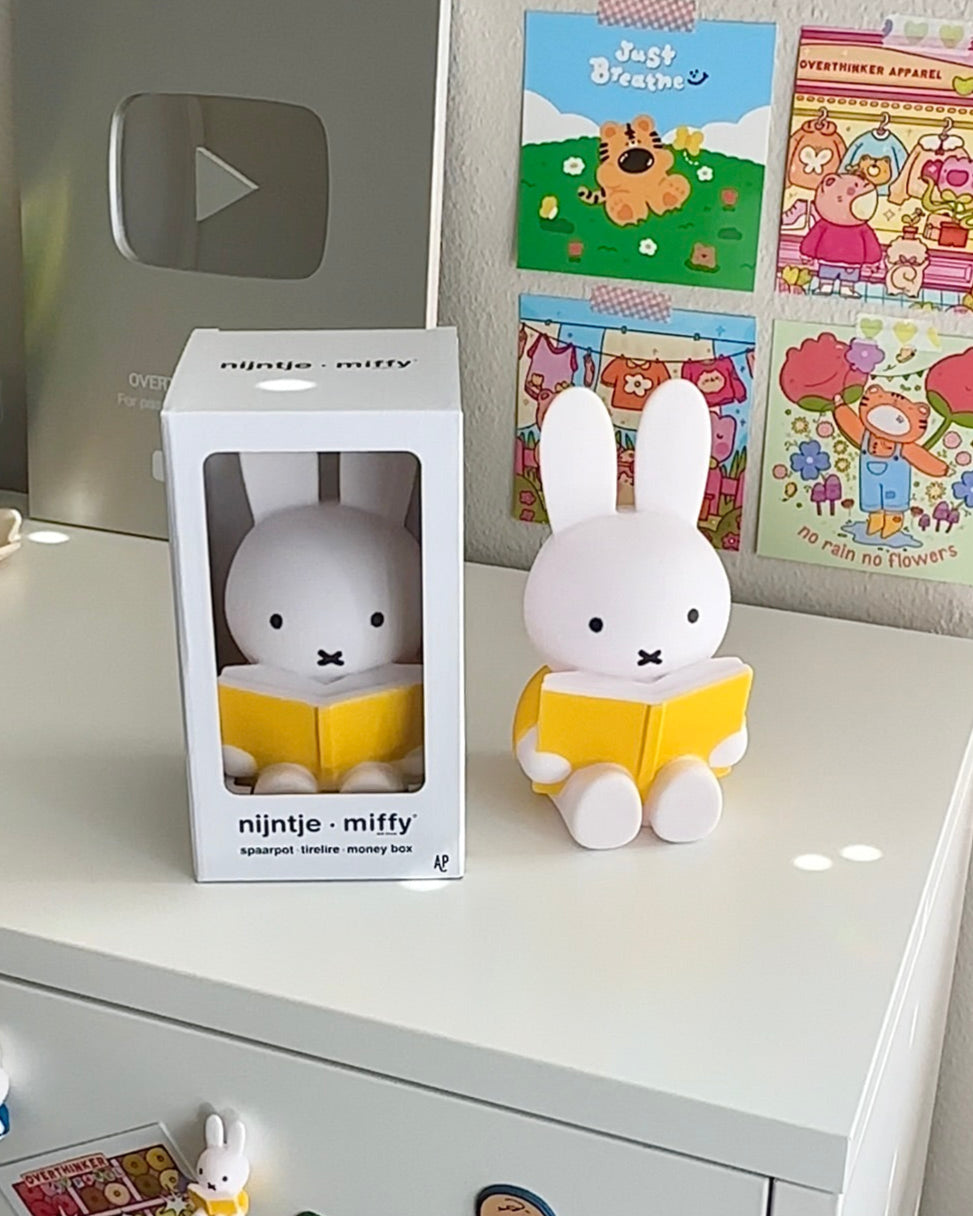 Miffy Coin Bank - Yellow Book Edition (Medium Size) | Cute Piggy Bank for Kids, Aesthetic Dorm Decor, Official Just Dutch x Miffy Collectible | Perfect for Birthday Gifts, Savings Jar & Nursery Room Decor