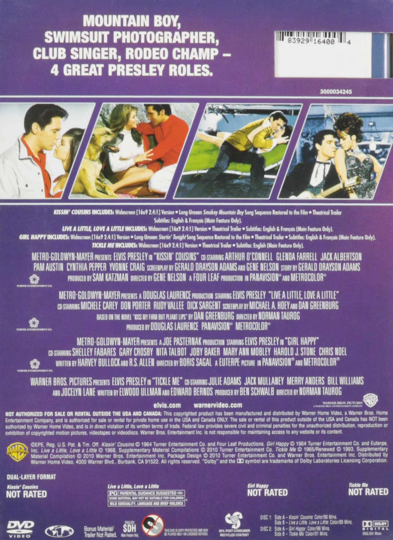 4 Film Favorites: Elvis Presley Musicals Collection - Classic Movies for Music Lovers, Perfect for Movie Nights and Elvis Fan Gatherings
