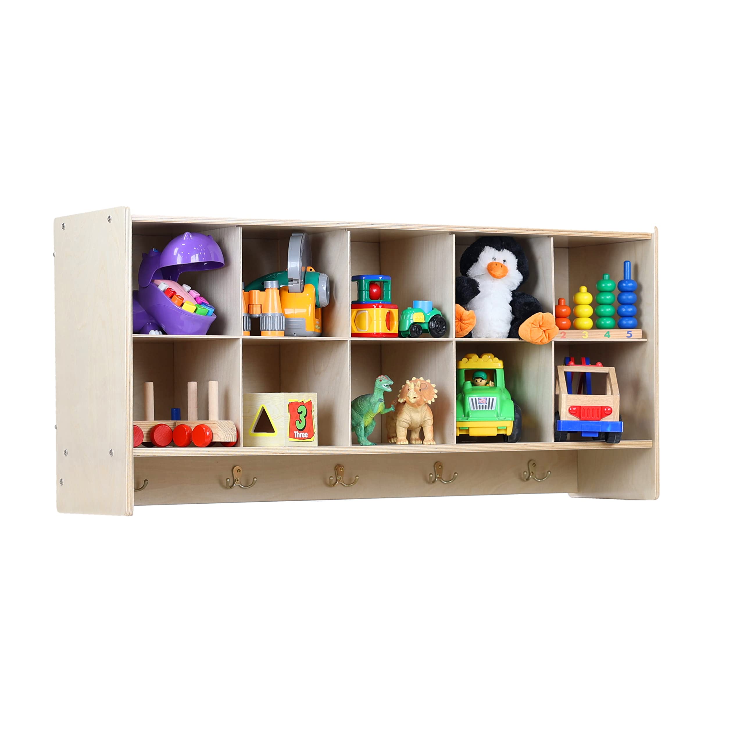 10-Cubby Storage Organizer with Coat Hooks - 47