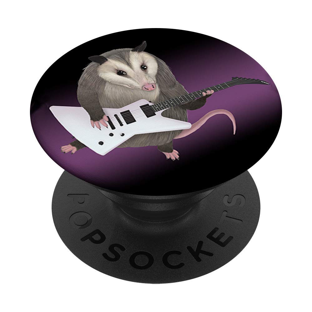 Opossum Playing Electric Guitar - Funny Possum PopSockets PopGrip | Swappable Phone Grip for iPhone, Samsung & Tablets | Cute Animal Accessory for Music Lovers & Gift Ideas