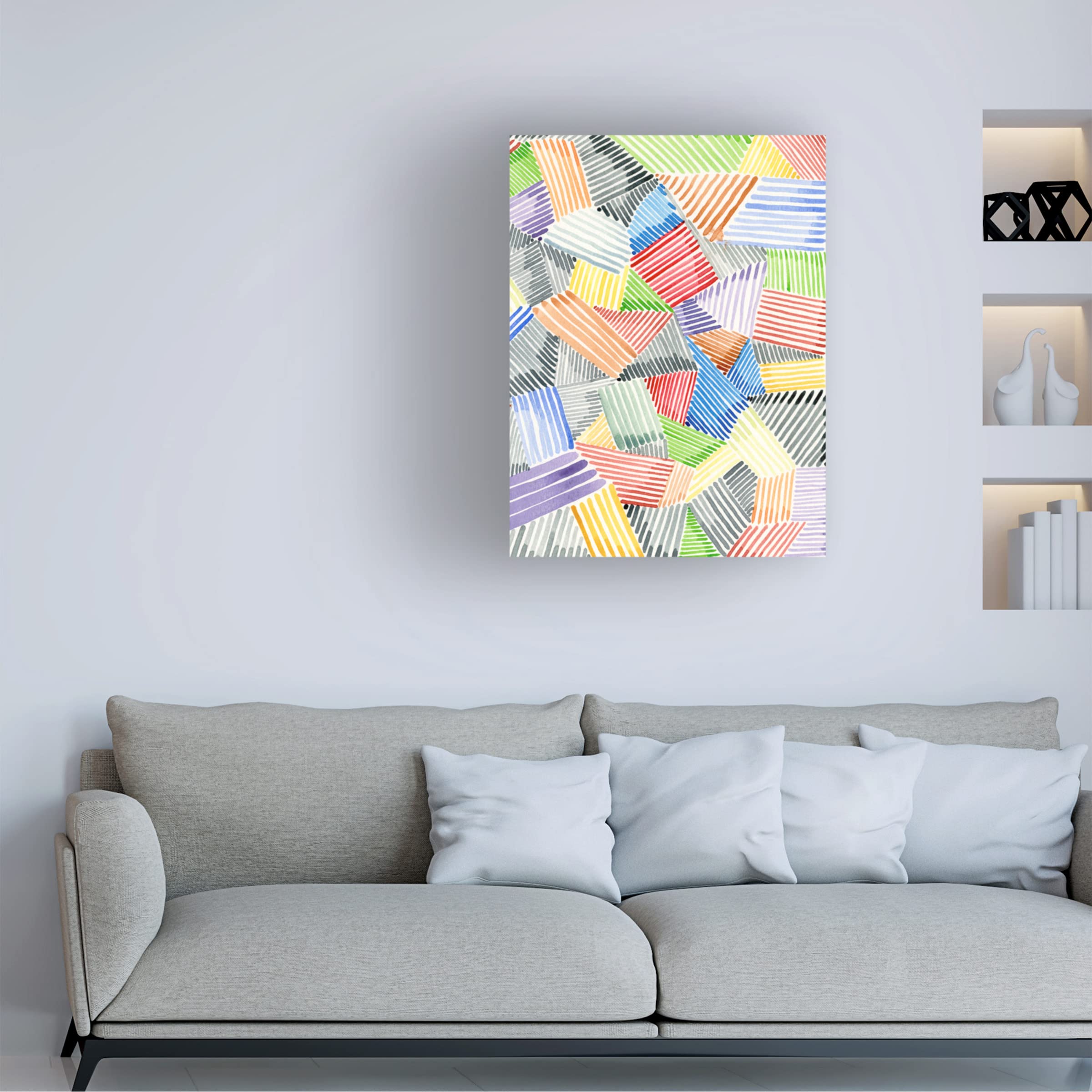 Trademark Fine Art 'Crosshatch Quilt II' Canvas Wall Art by Nikki Galapon - Modern Abstract Painting for Living Room, Bedroom & Office Decor