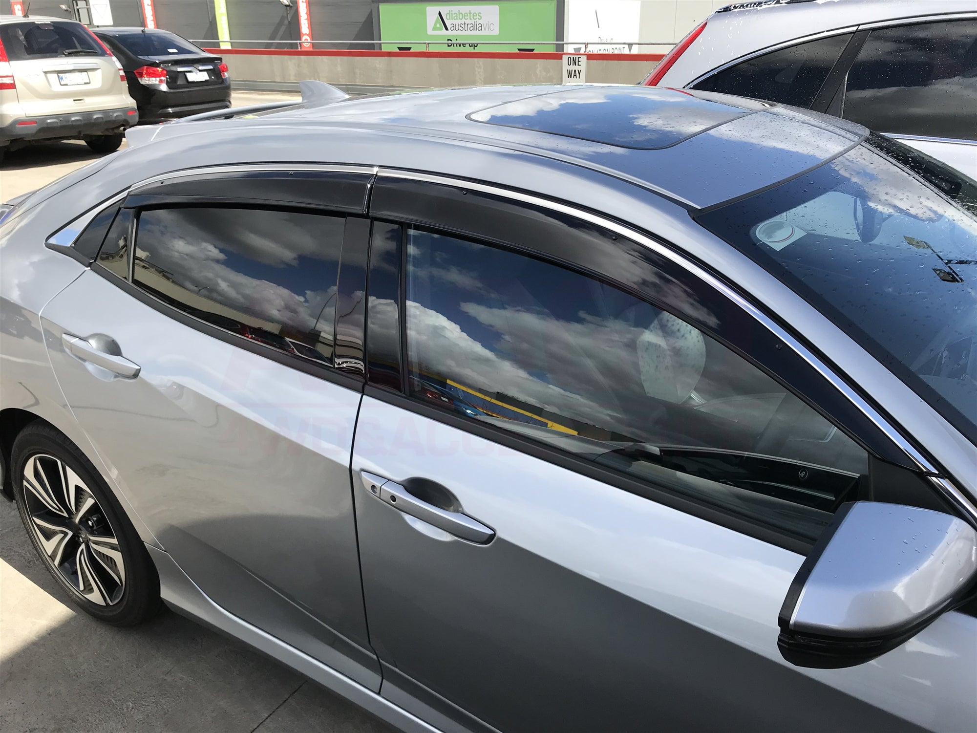 Stainless Steel Window Visors & Rain Guards for 2017-2021 Honda Civic Hatchback (10th Gen) - Perfect for Rain Protection & Enhanced Style