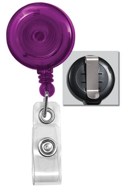 Specialist ID Translucent Purple Retractable Badge Reel with Belt Clip - Single Pack - Perfect for Office ID Cards, Hospital Staff Badges & Event Lanyards