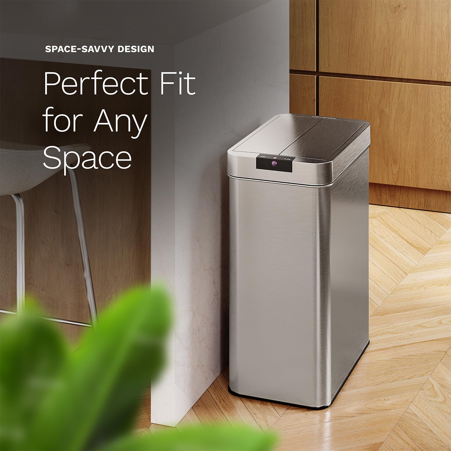 hOmeLabs 13 Gallon Automatic Trash Can for Kitchen - Stainless Steel Touchless Motion Sensor Garbage Bin with Butterfly Lid, Infrared Technology & AC Adapter - Perfect for Home, Office, Restaurant Use