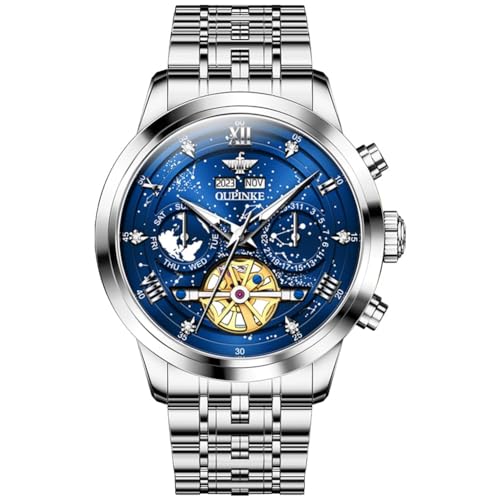 G3255:Silver band&Blue dial