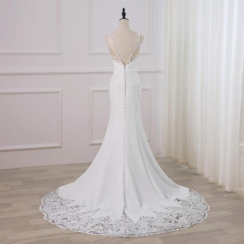 Mermaid Wedding Dress for Bride - Elegant Beach Lace Appliques Bridal Gown | Perfect for Beach Weddings, Destination Ceremonies & Romantic Photoshoots