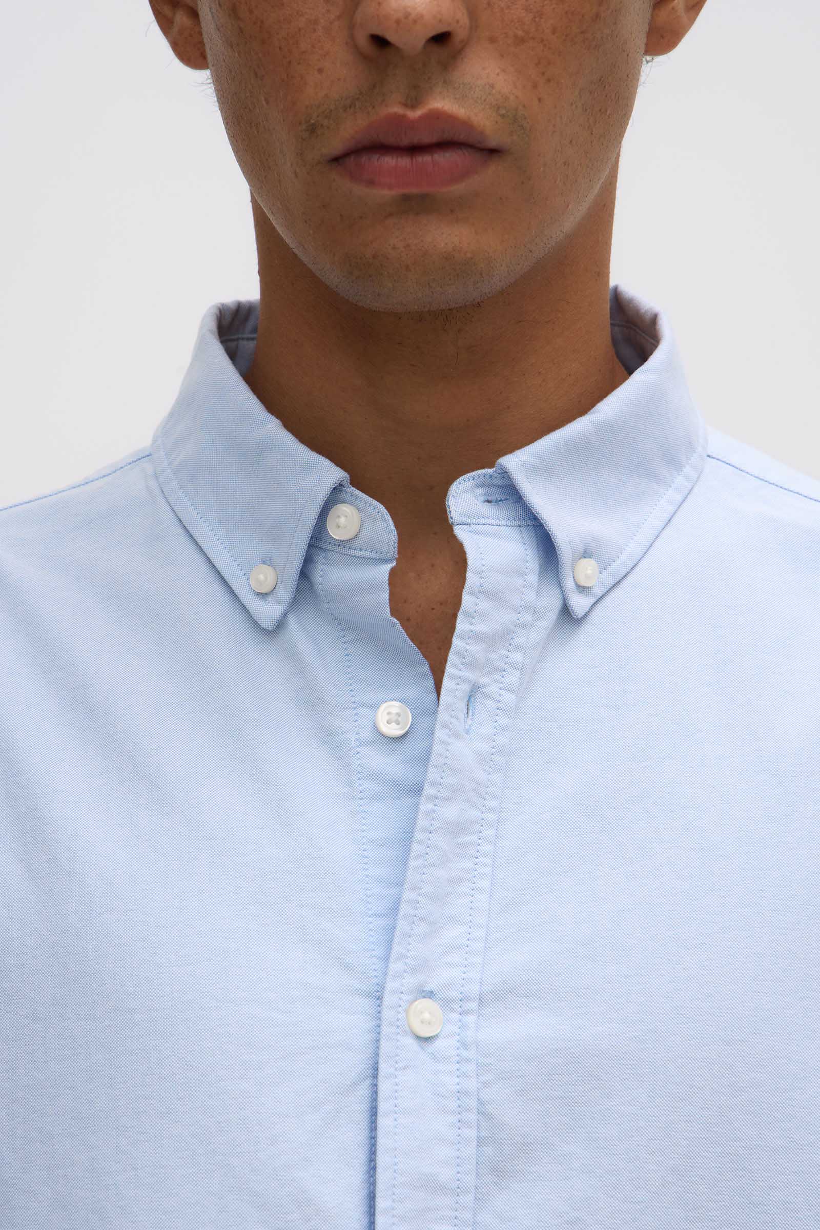 Premium Cotton Oxford Long Sleeve Button-Down Shirt for Men - Classic Blue Casual Business Wear - Perfect for Office, Travel & Outdoor Activities