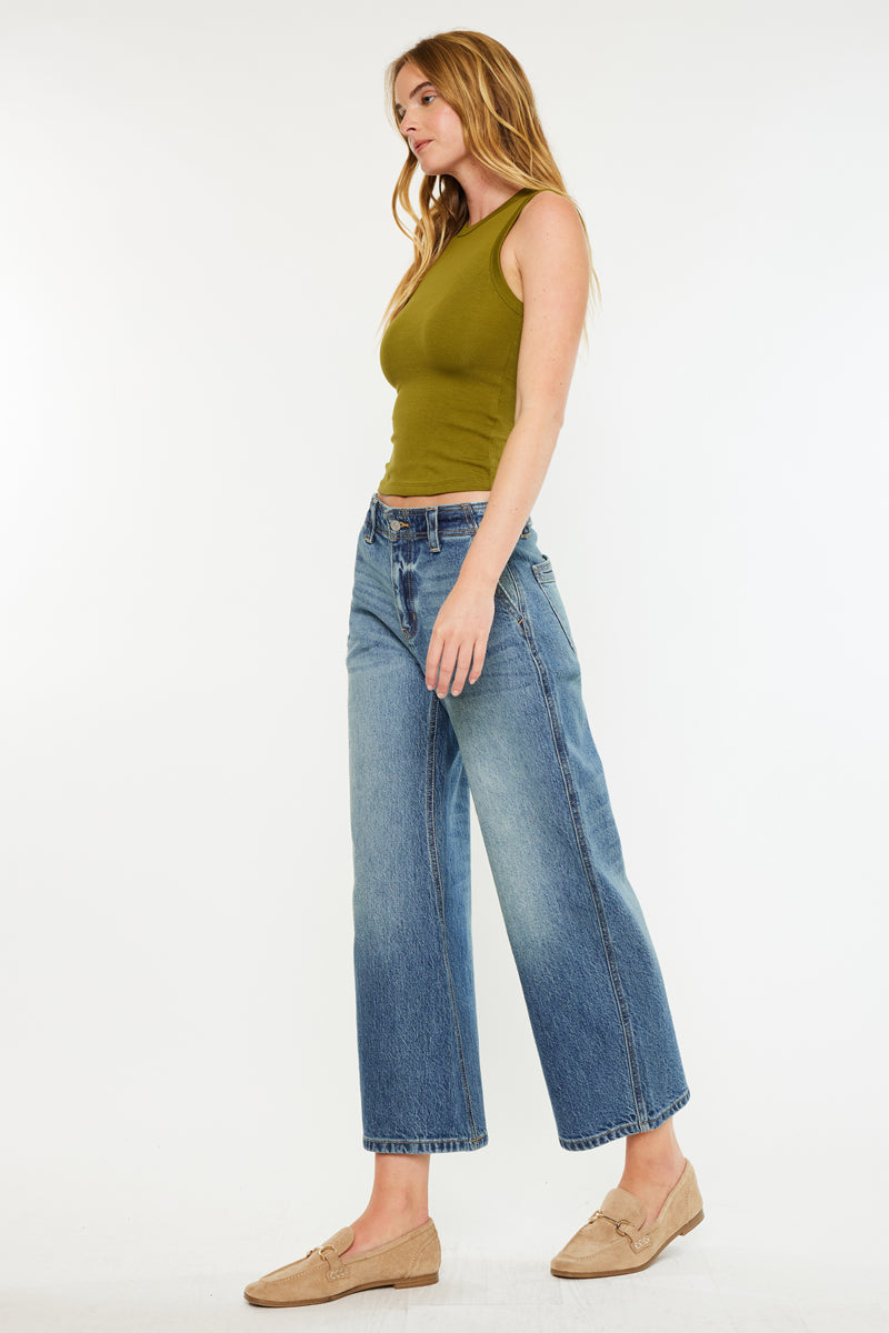 Bells Mid Rise Loose Barrel Jeans for Women - Comfortable Stretch Denim Pants with Relaxed Fit - Perfect for Casual Wear, Work & Weekend Outings