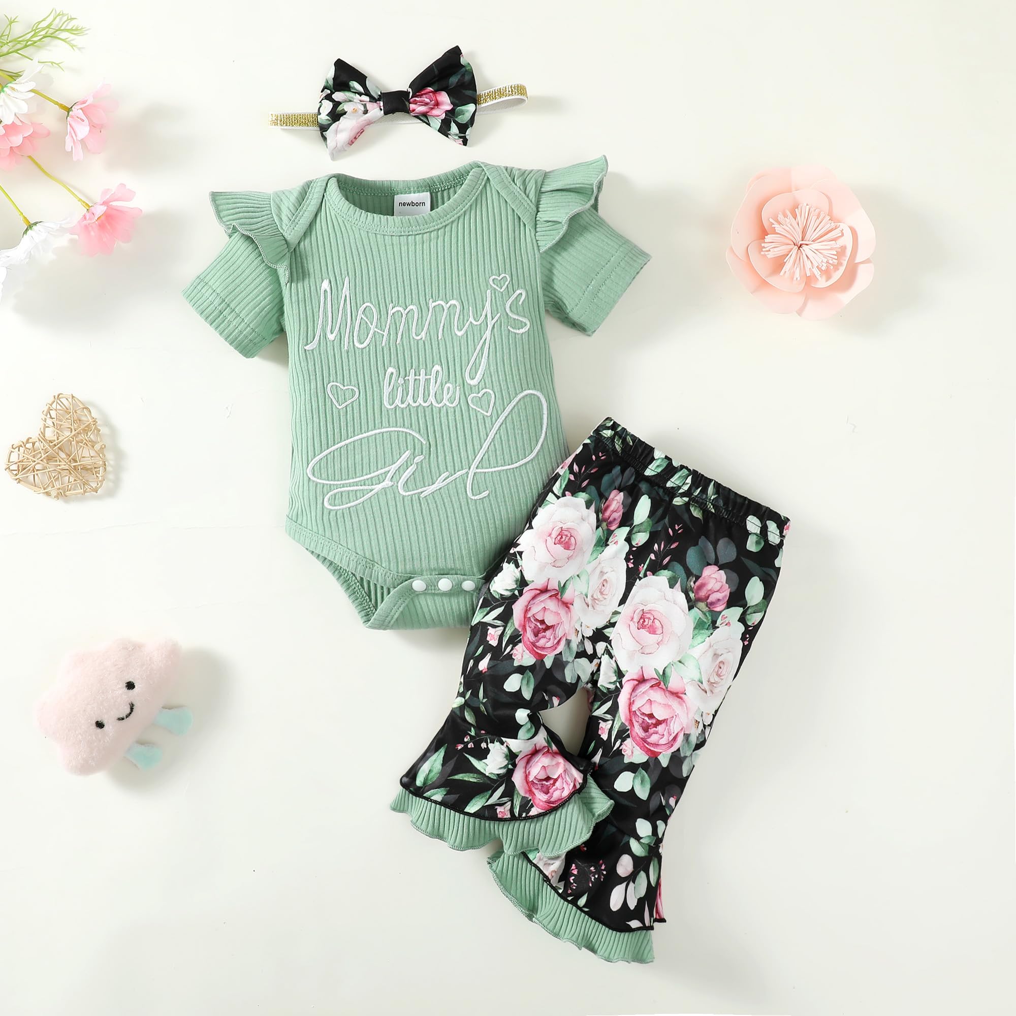 Adorable Infant Baby Girl Clothes Set - Soft Long Sleeve Romper & Pants Outfit for Newborns | Cozy Fall & Winter Baby Girl Fashion | Perfect for Family Photos, Holiday Outings & Nursery Wear