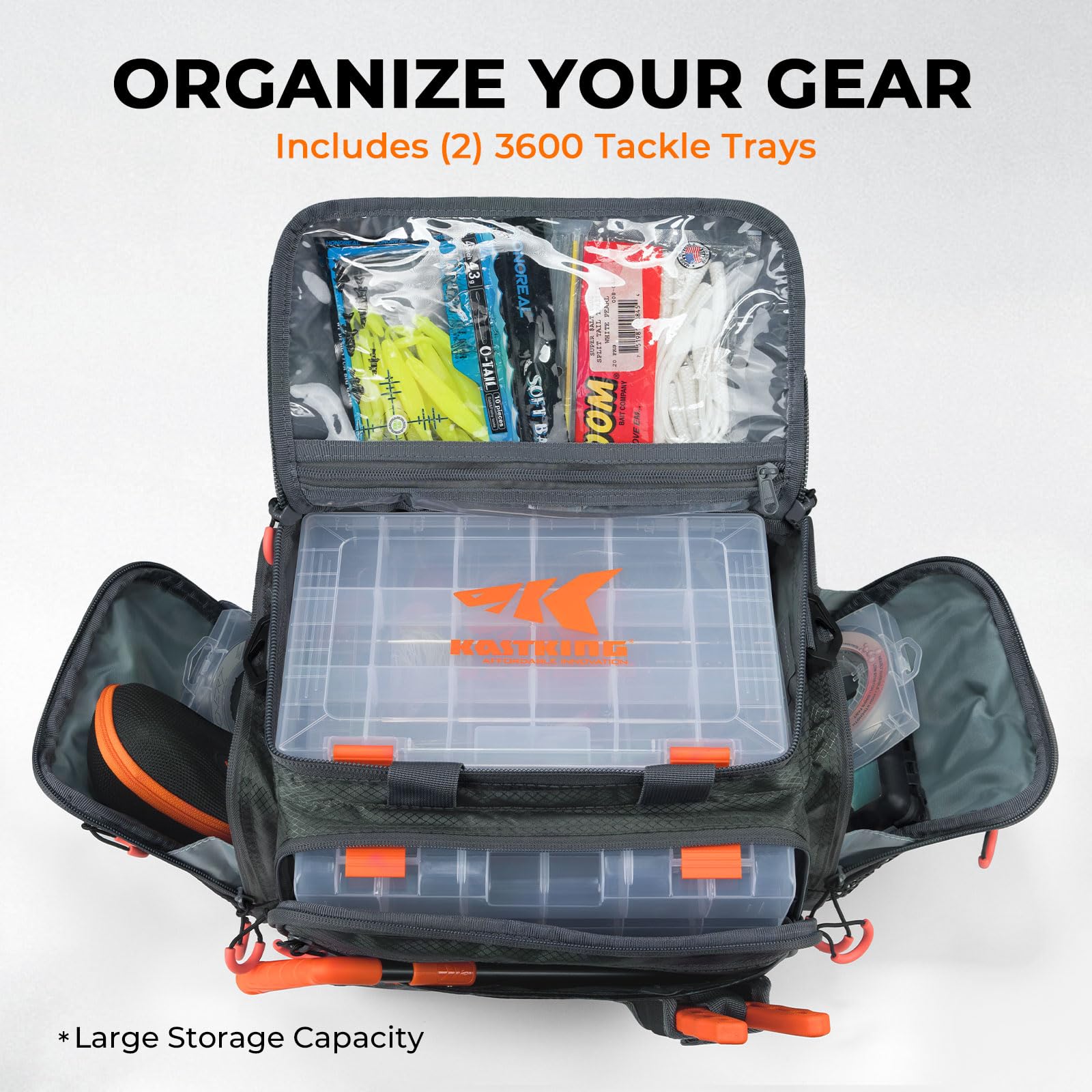 **KastKing Waterproof Fishing Tackle Bags - Saltwater Resistant Fishing Gear Storage for Bass, Trout & Saltwater Fishing - Durable Tackle Organizer for Boat, Kayak & Shore Fishing**