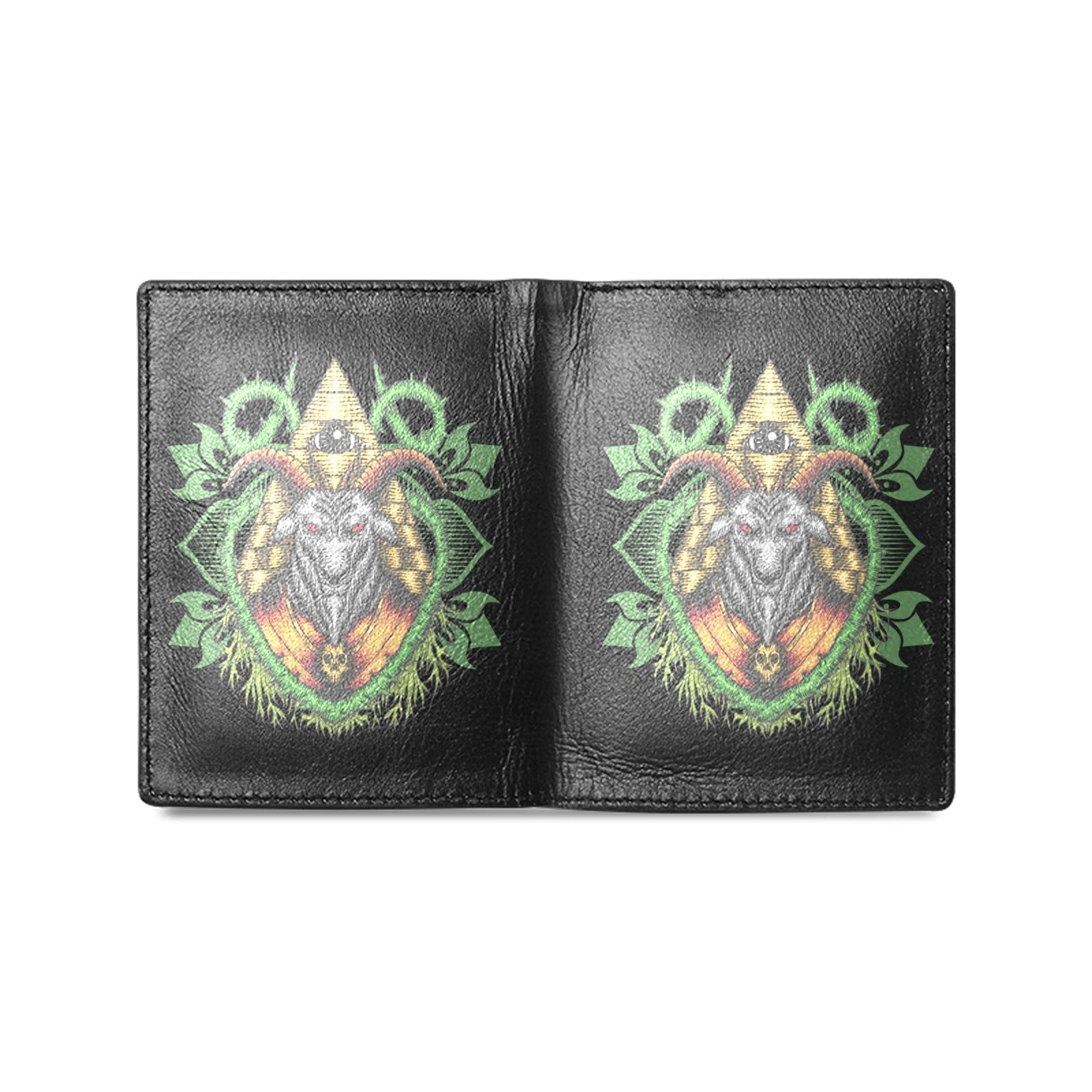 Baphomet and All-Seeing Eye Leather Wallet - Gothic Occult Biker Wallet for Men & Women - Perfect for Bikers, Goths, and Occult Enthusiasts